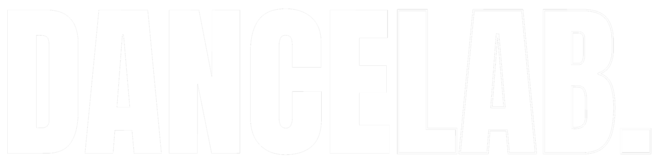 Black background with large, bold white outline text that says 'DANCELAB'