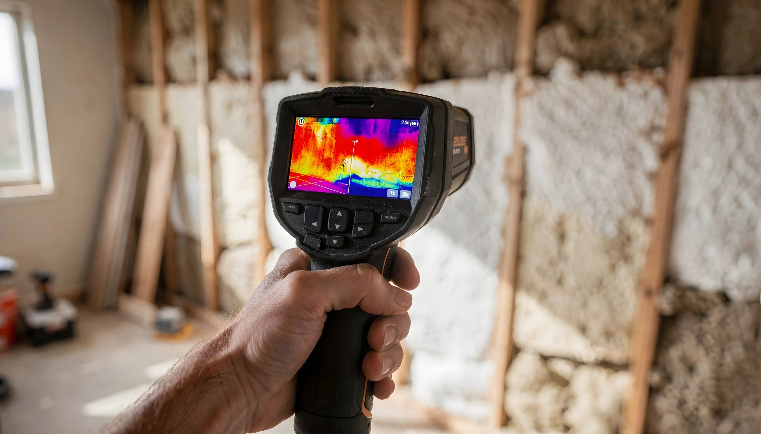 Thermal imaging used during a home inspection to identify temperature anomalies