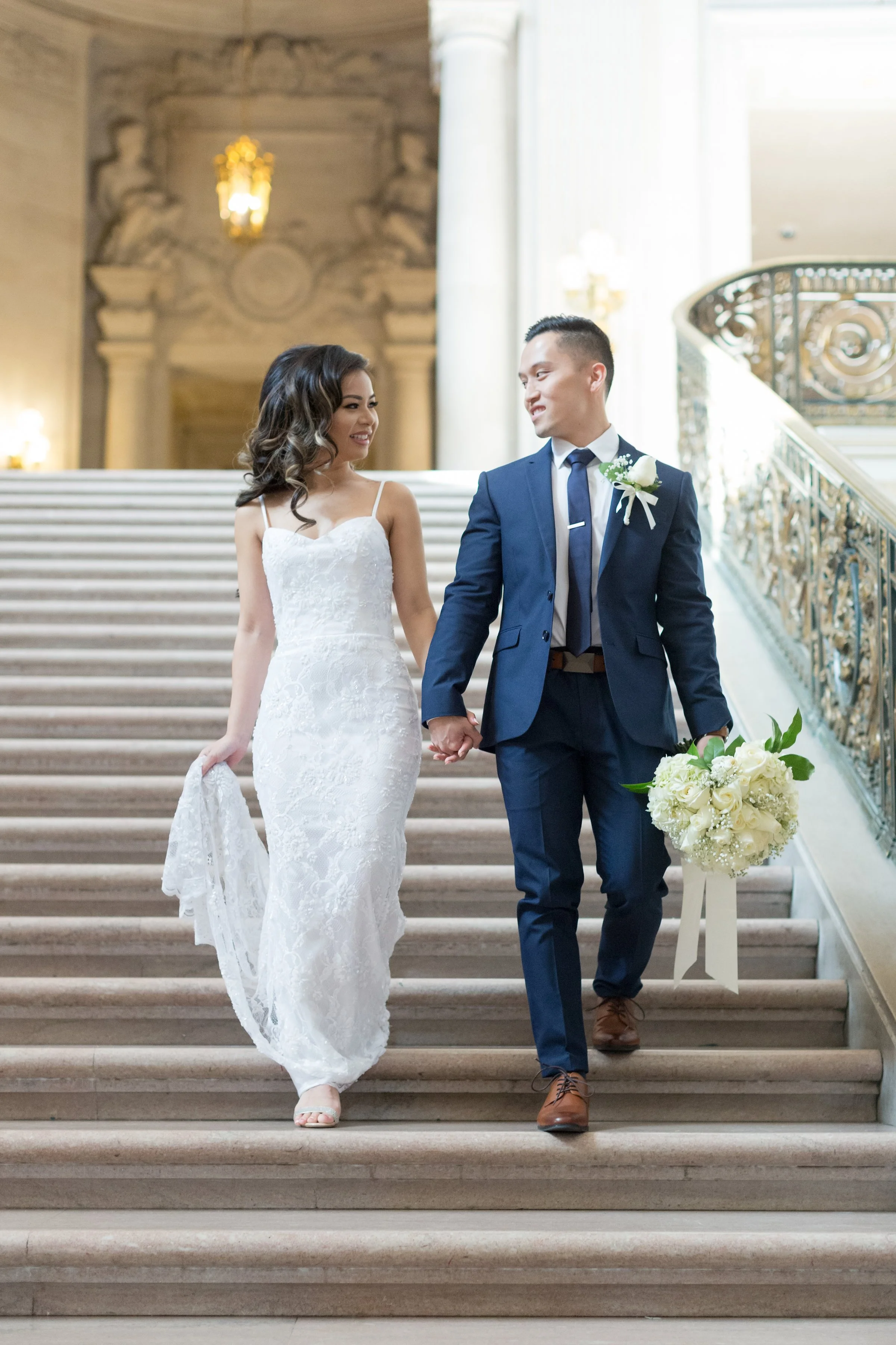 Floor length wedding gown with sweetheart neckline and train