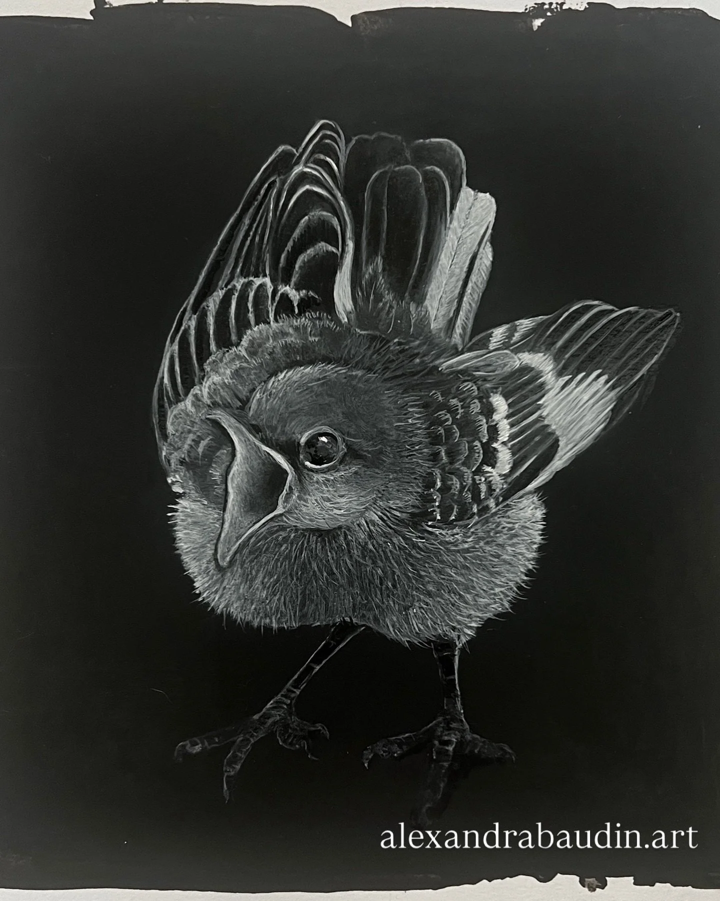 &laquo;&nbsp;L&rsquo;appel&nbsp;&raquo; huile sur papier 20x20