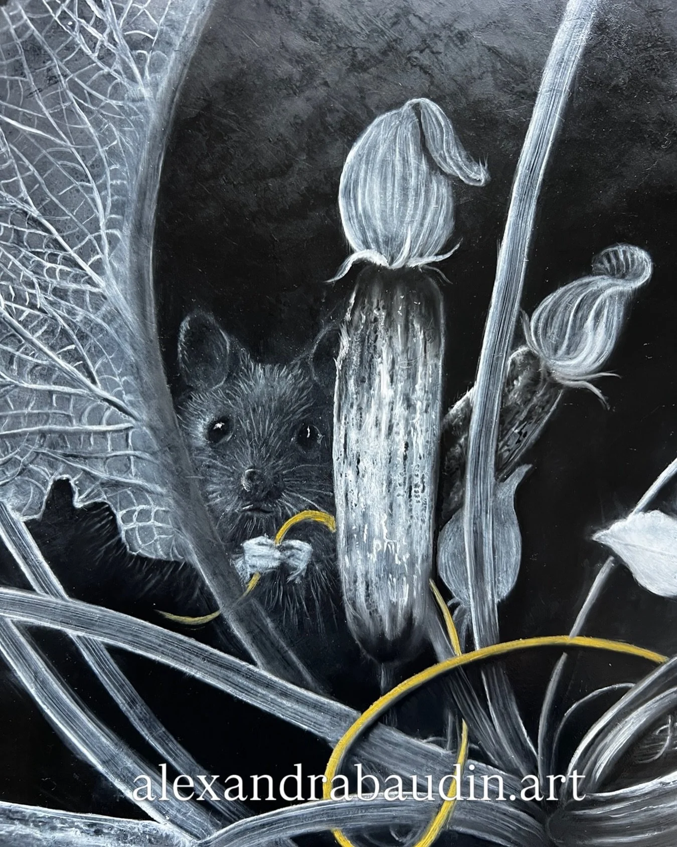 D&eacute;tail petit tableau en cours de r&eacute;alisation 42x33 huile sur bois  #artactuel #artanimalier #artcollector #orleans