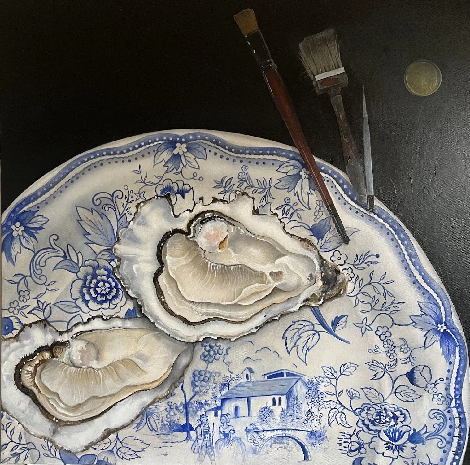 "L'assiette de Noimoutier" huile sur toile 50x50