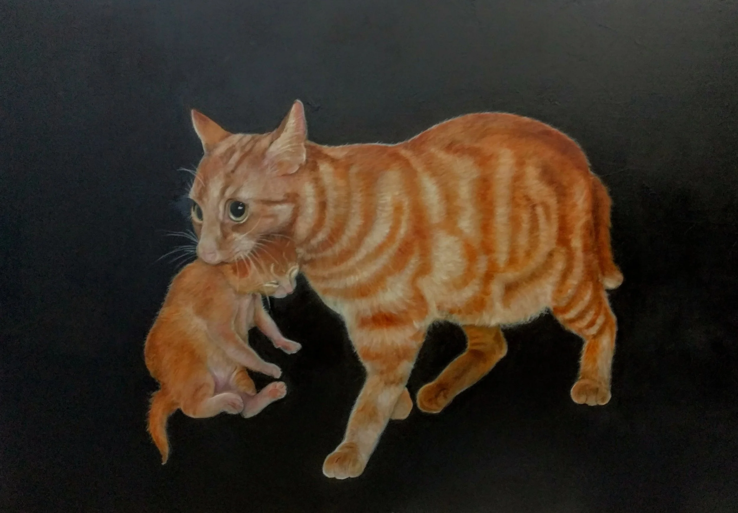 "Marcel et son chaton" huile sur toile 81x54