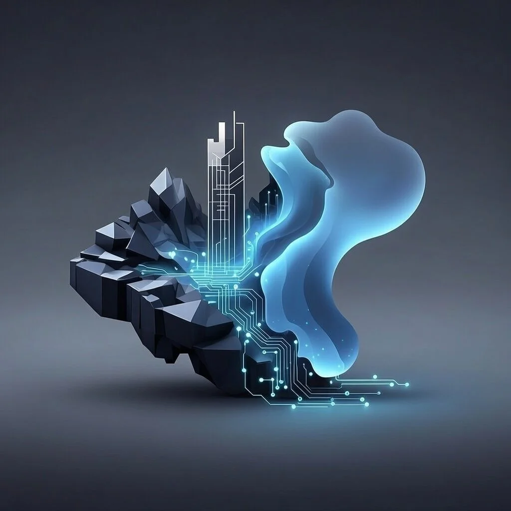 Futuristic digital illustration of a bear's head, with circuitry and technology elements, on a dark background.