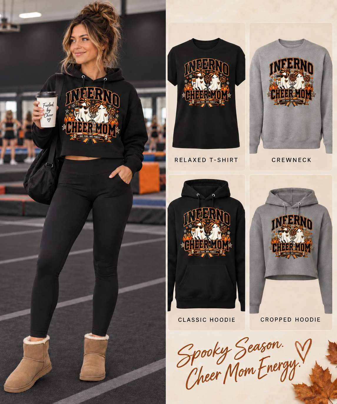 Halloween Cheer Mom- Crop Hoodie
