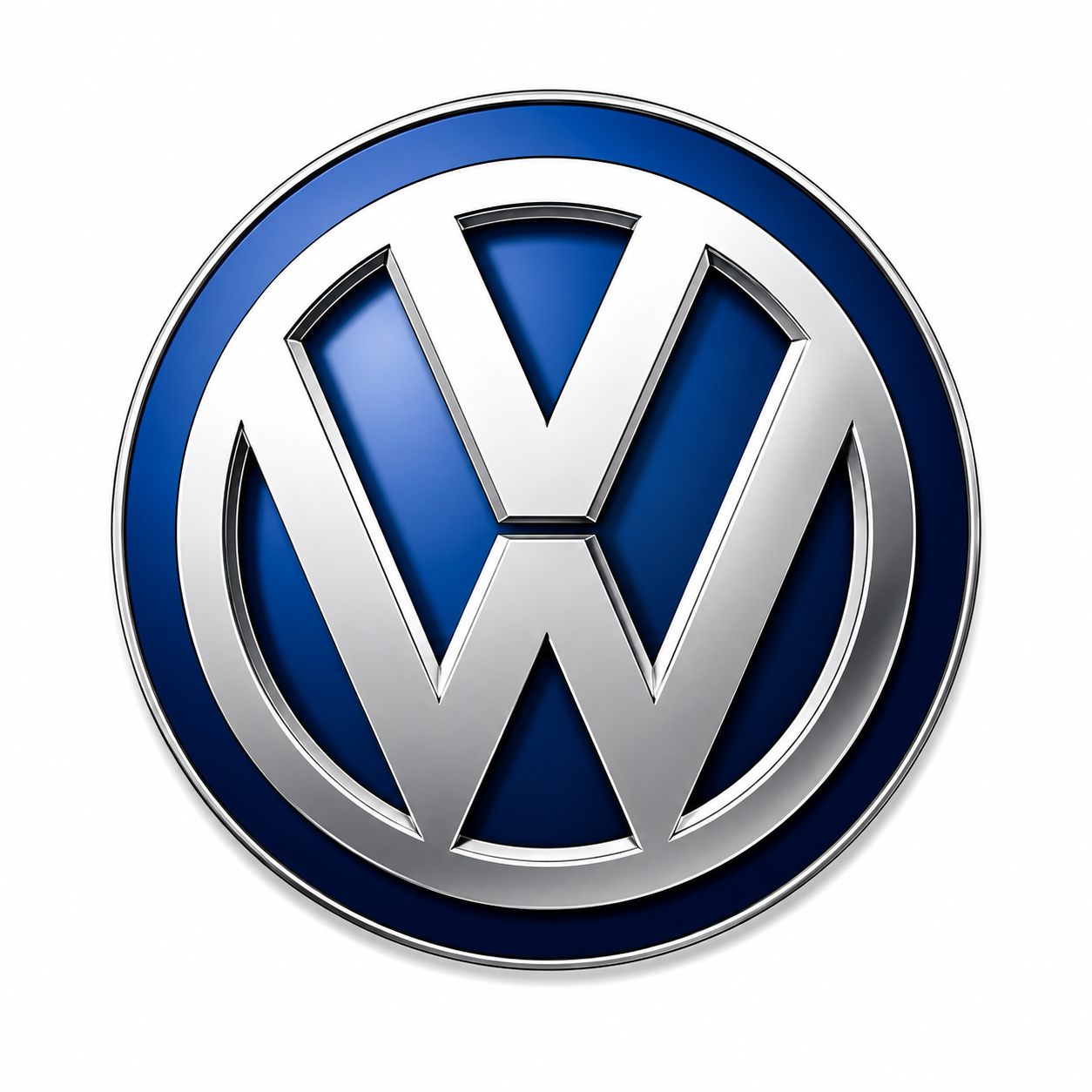 Volkswagen logo with blue background and silver emblem