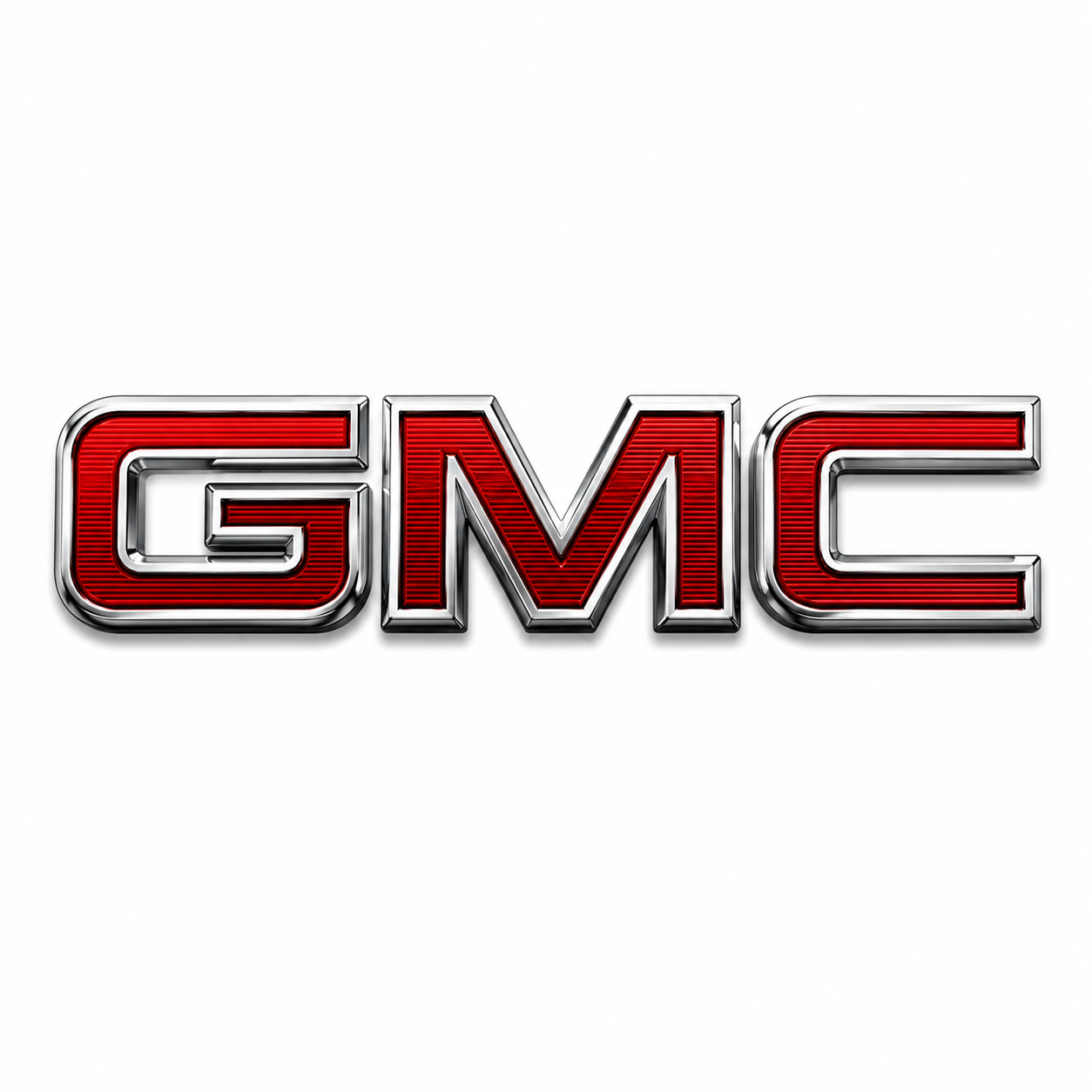 GMC logo with red and chrome lettering