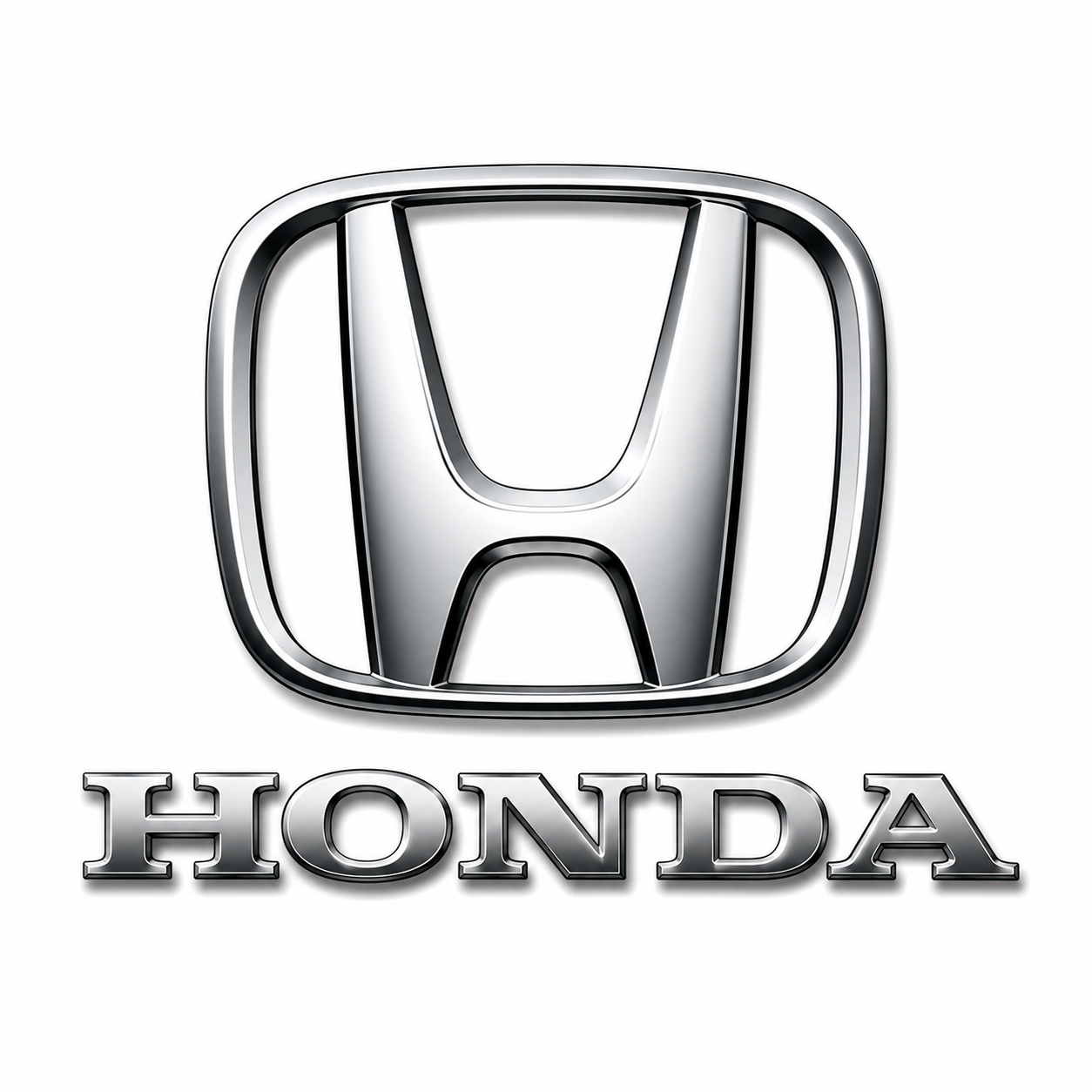 Silver Honda logo with the word 'Honda' in metallic letters below it.