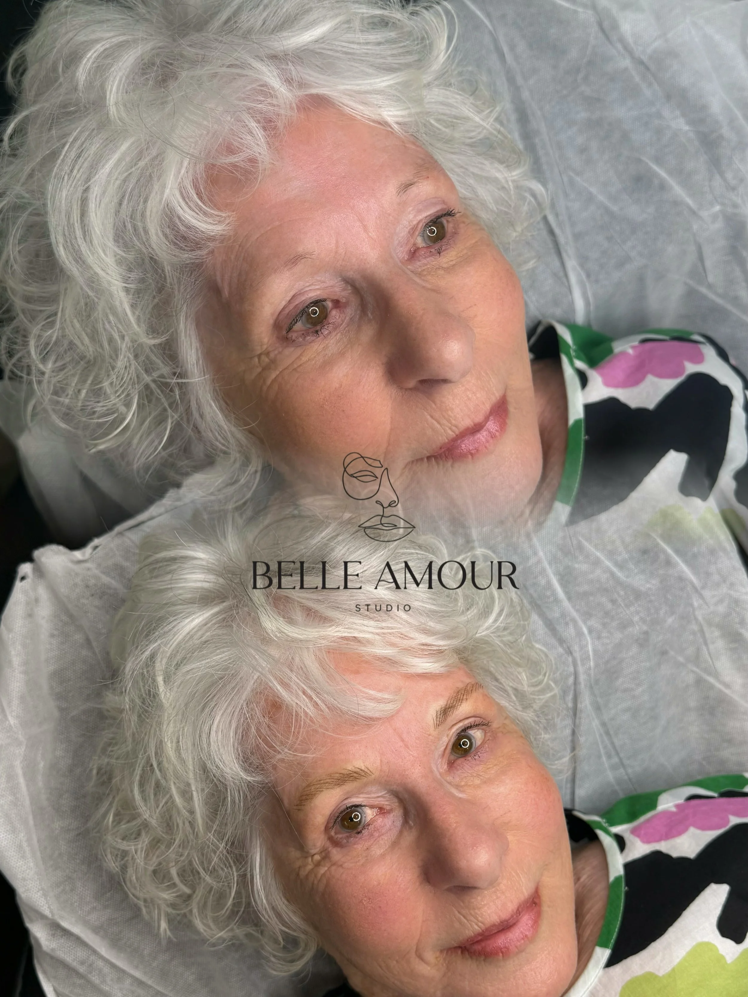 When choosing a Brow Tattoo artist or a Trainer ensure they&rsquo;ve showcasing all different skin types, ages and techniques 🖋️ 

Picture 1: Nano brow tattoo, over 65+ yrs, soft hand, warm pigment as it was heal cooler! 🩵
Picture 2: Nano combinati