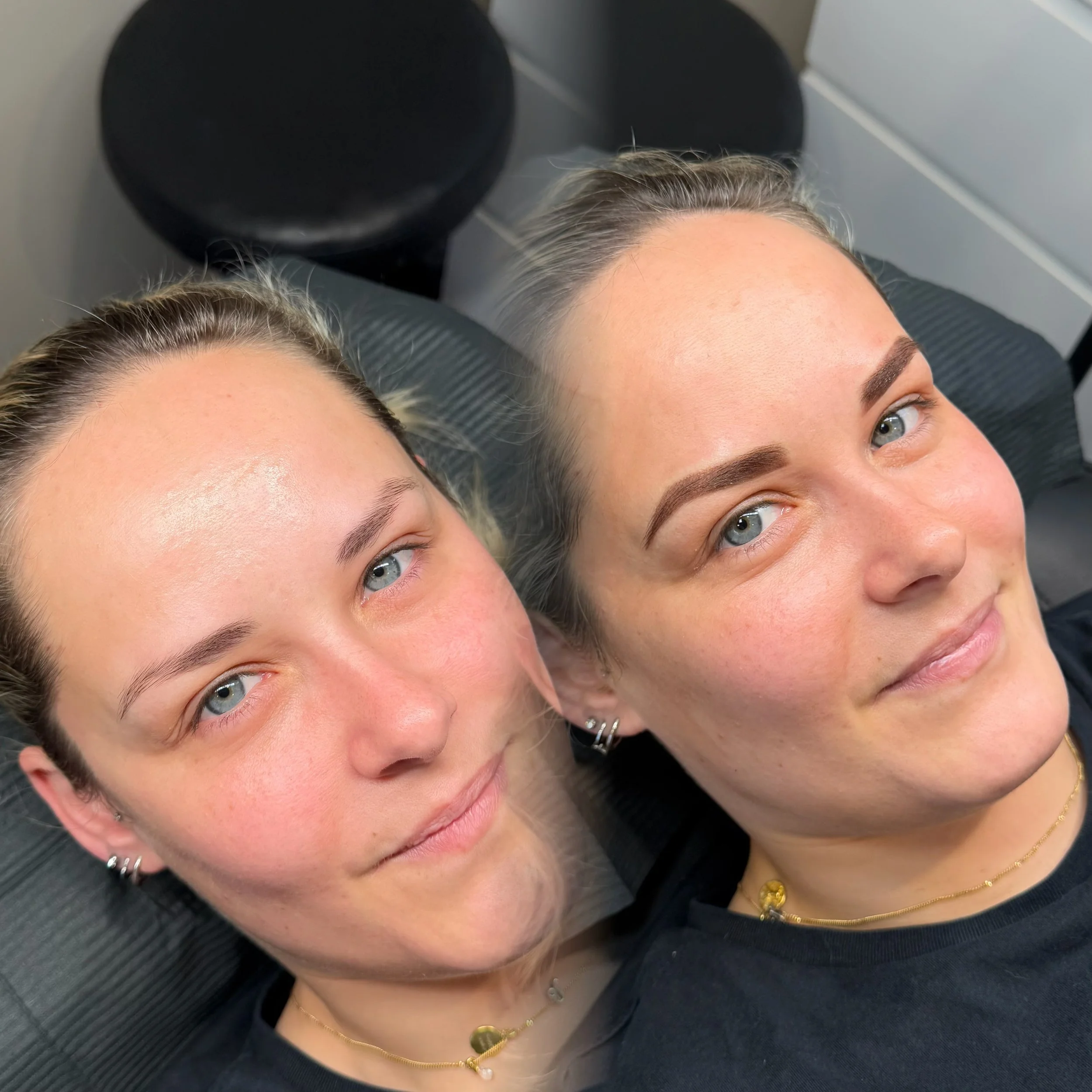 Before and after brow tattoo in Christchurch New Zealand. Done by an award winning artist.