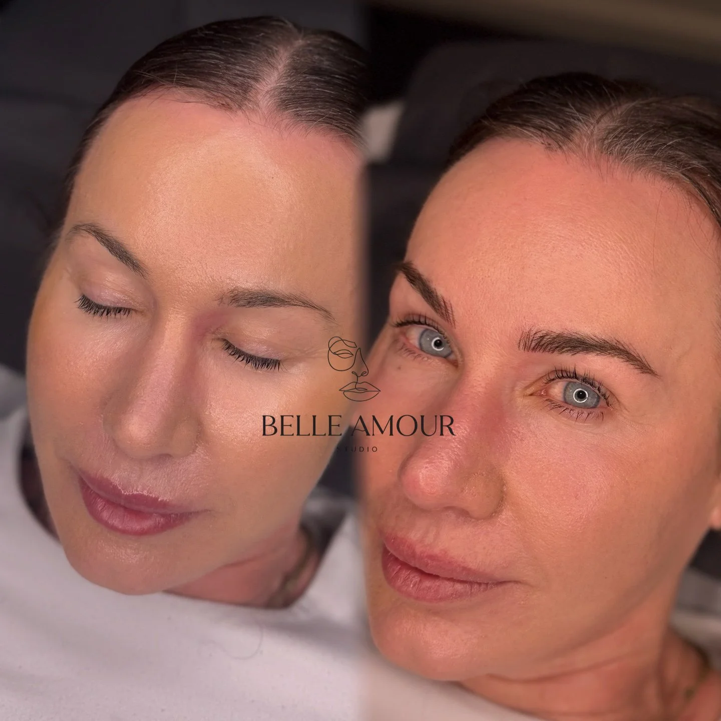 Natural eyebrow tattoo results in Christchurch by award winning cosmetic tattoo artist Samantha at Belle Amour Studio, specialising in personalised brow transformations.