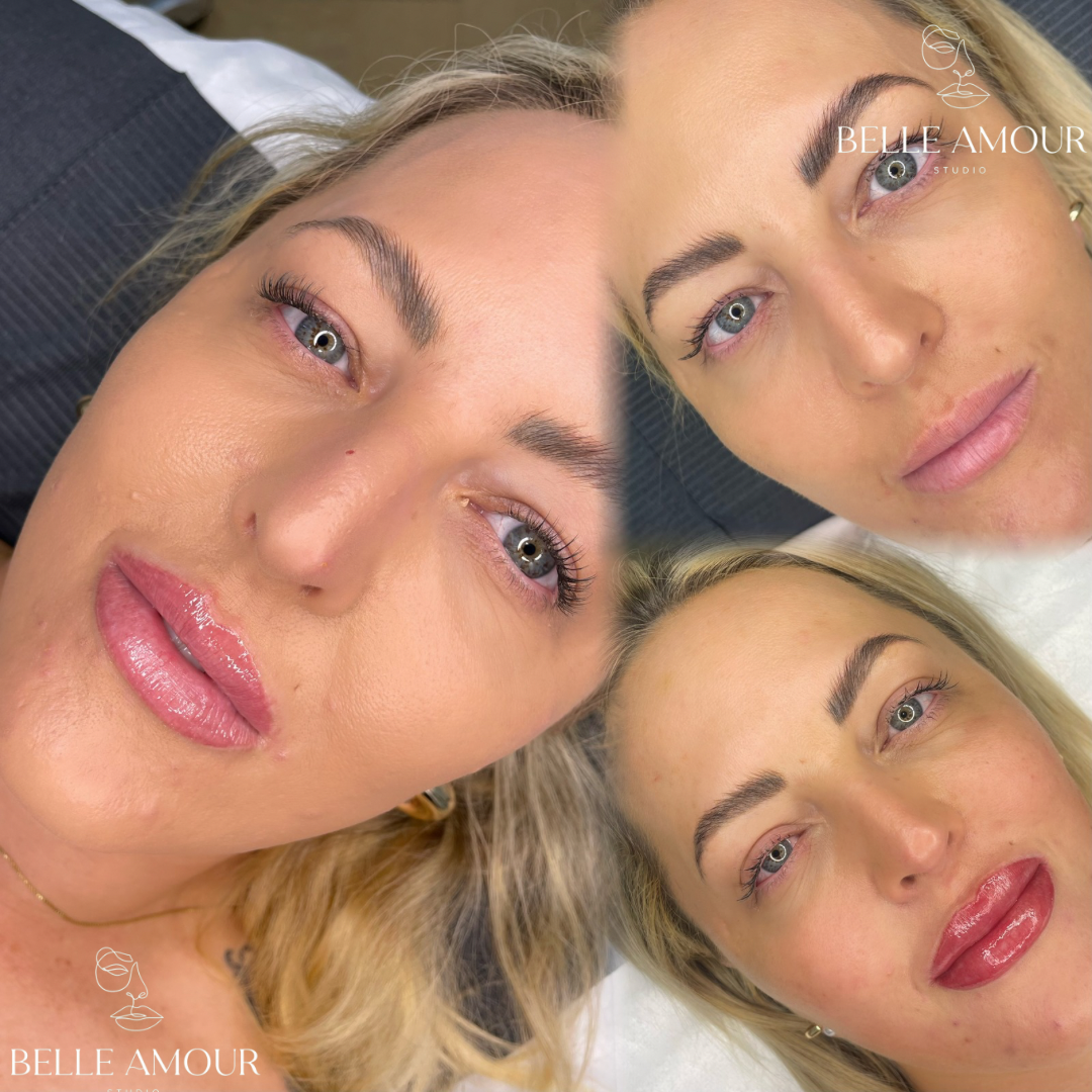 Soft and subtle healed lip blush at Belle Amour Studio in Christchurch for enhanced natural lips