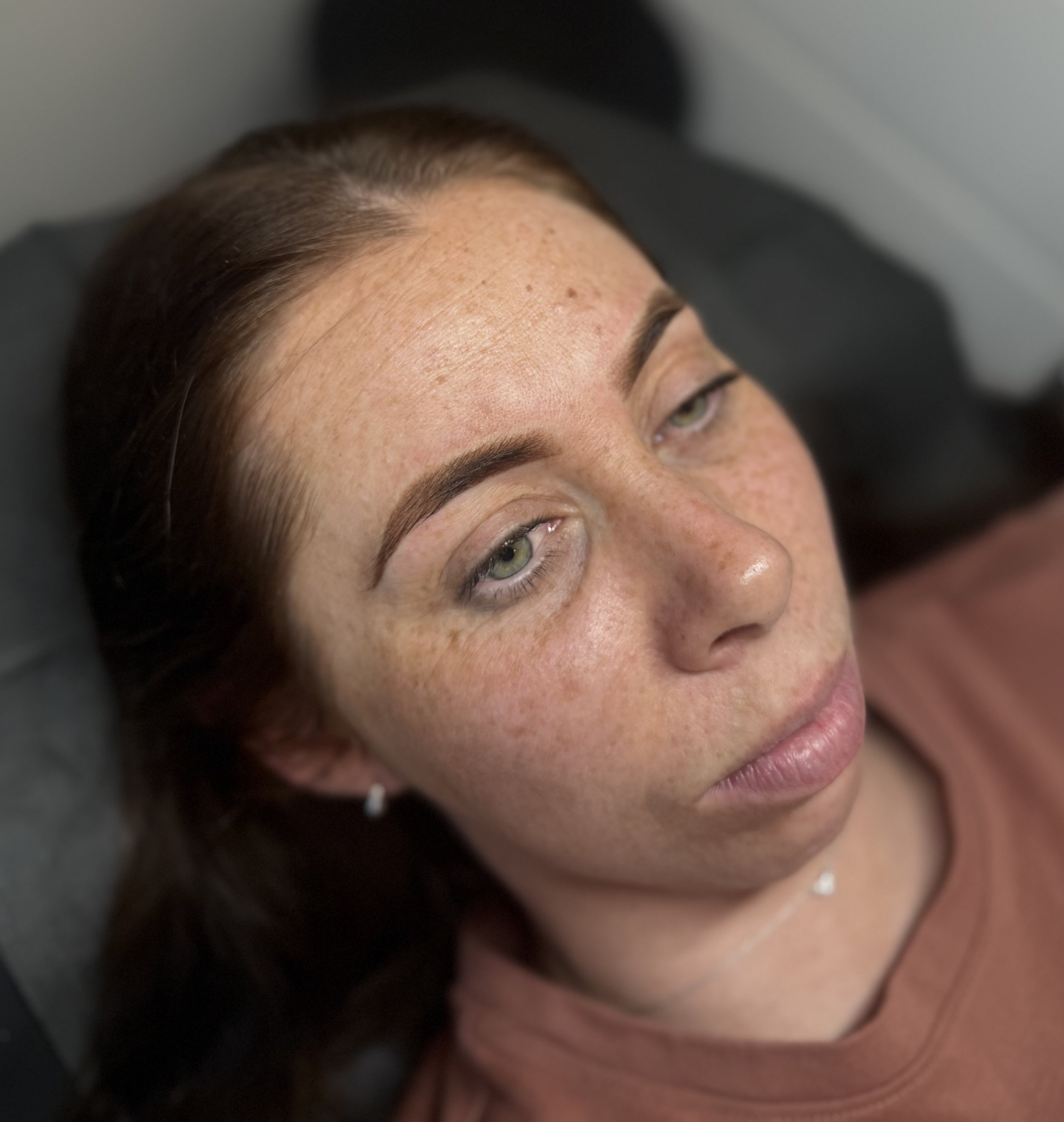 Cosmetic brow tattoo at Belle Amour Studio Christchurch creating perfectly shaped and defined brows