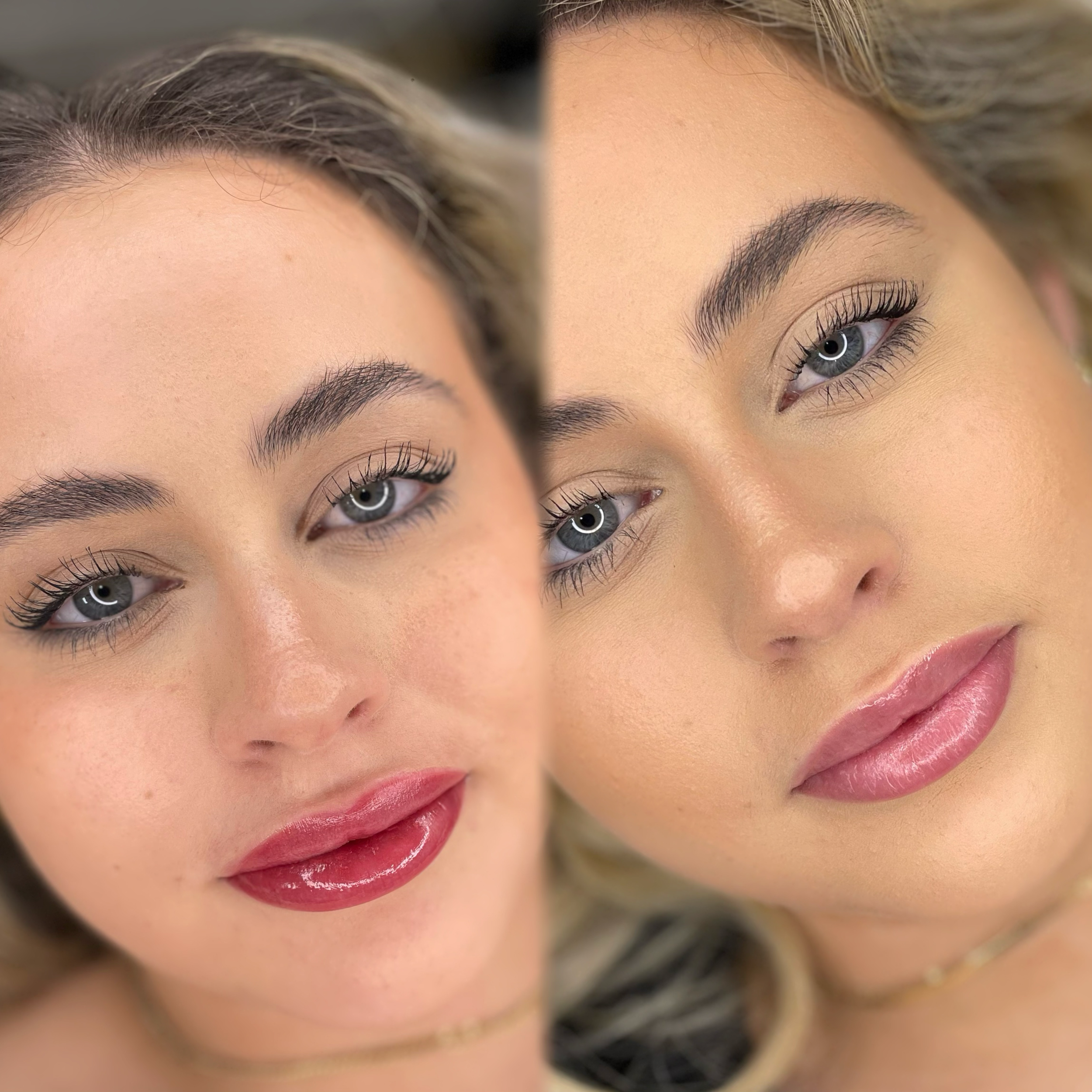 Subtle pink lip blush – enhancing natural beauty with permanent makeup in Christchurch.