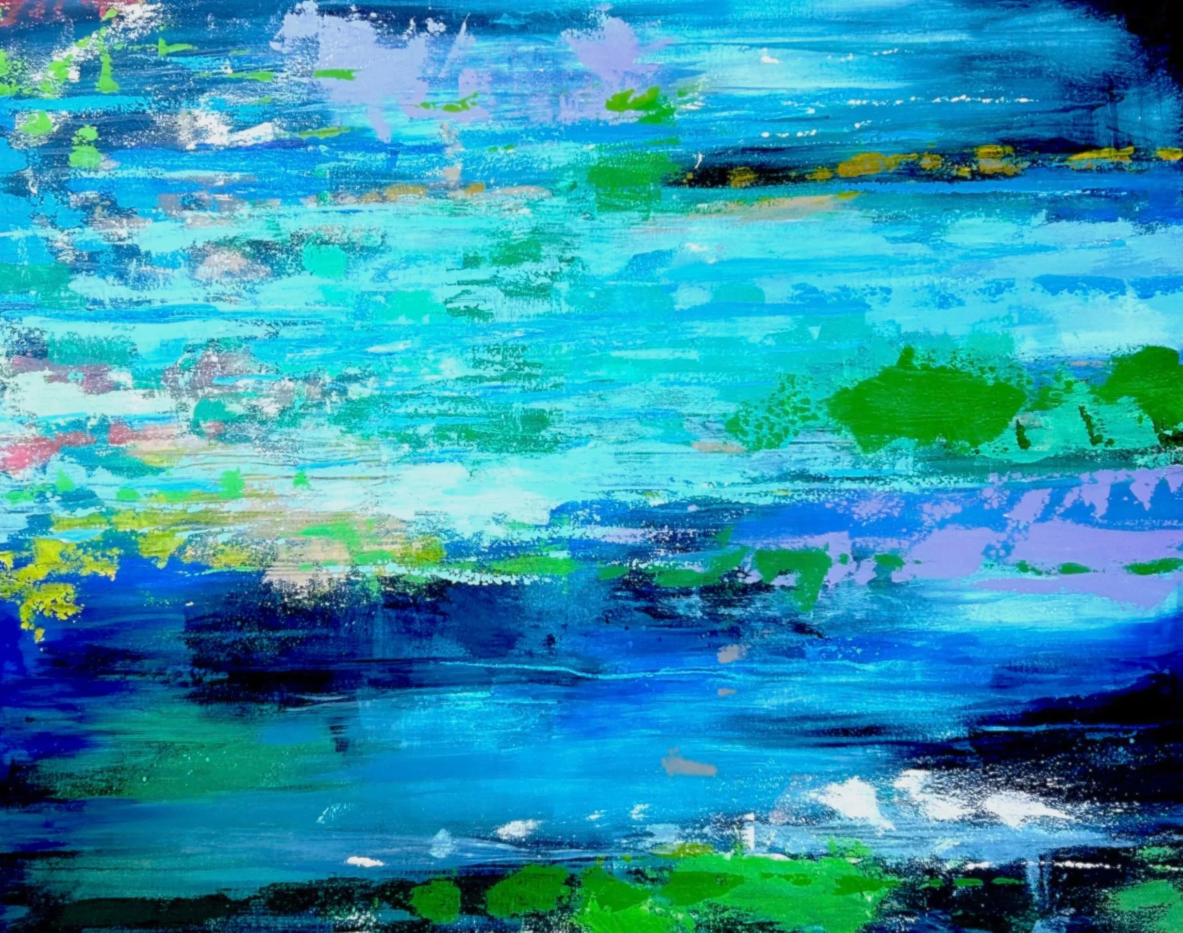 Haze Over the River (2025), acrylic 80x100cm