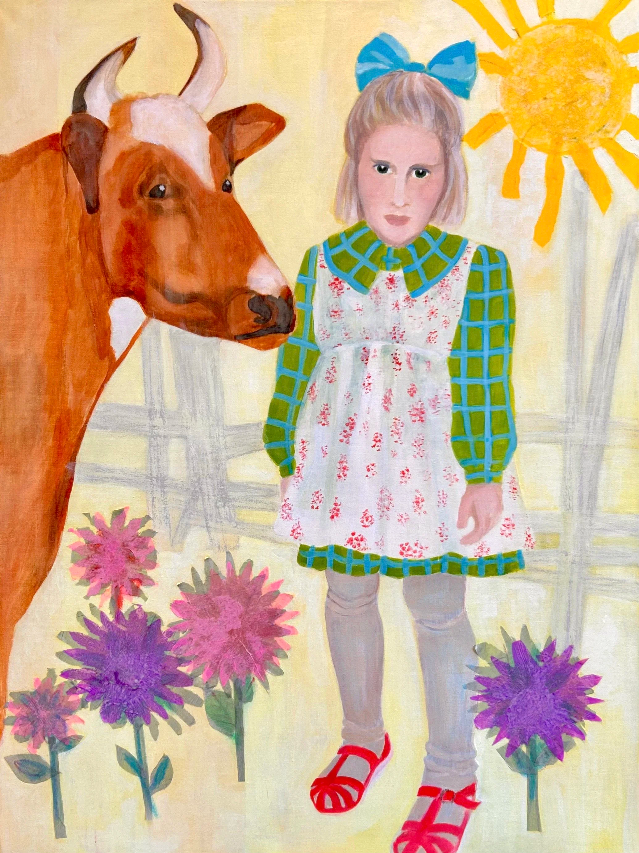 Girl and Cow (2024), acrylic 60x80 cm