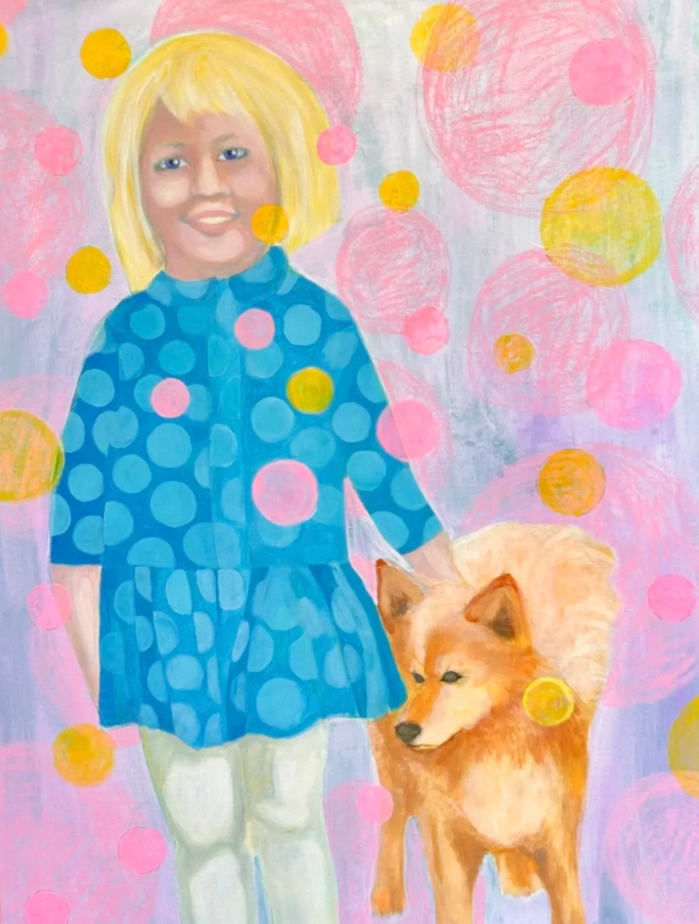 Girl and Dog (2024), acrylic 60x80 cm