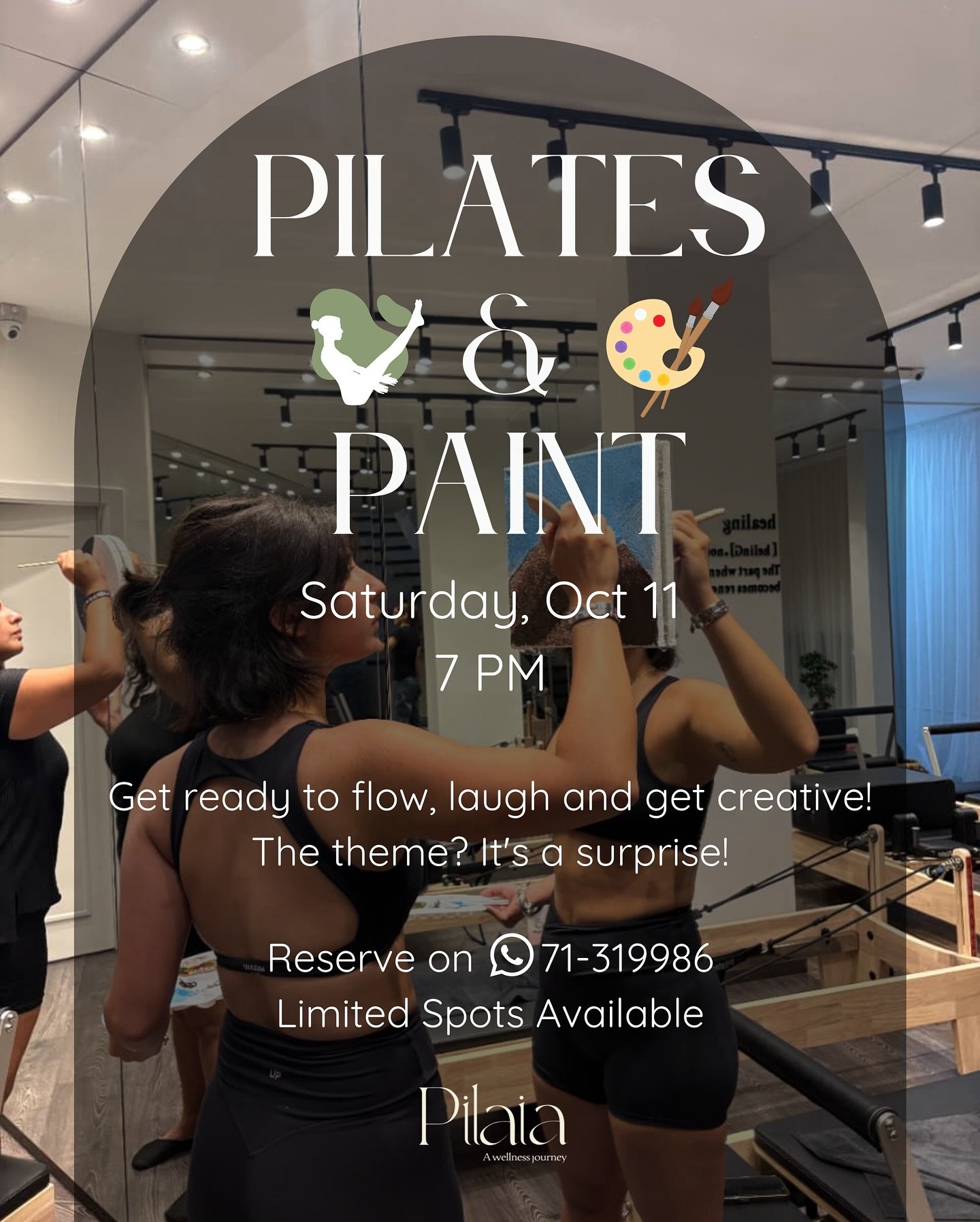 Stretch it out, then paint it out 🎨💫
Our Pilates &amp; Paint Night is back! Where we flow, laugh, and get a little artsy.
🗓 October 11 | 🕖 7 PM
No experience needed, just good vibes and creative energy.

Save your reformer + canva today!