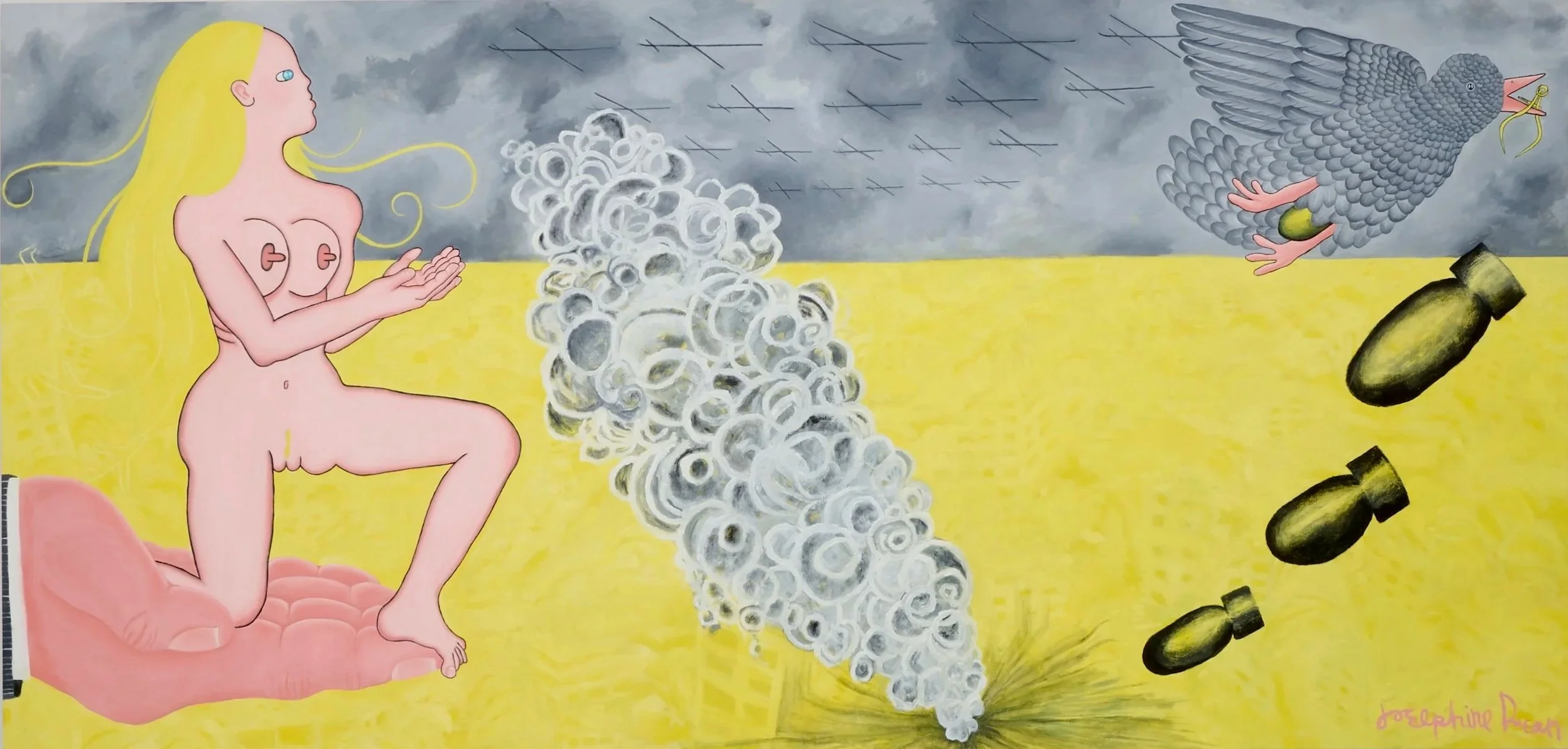 Is it a bird? Is it a plane? No, it’s…, 2025, 313x150cm, Oil on Canvas