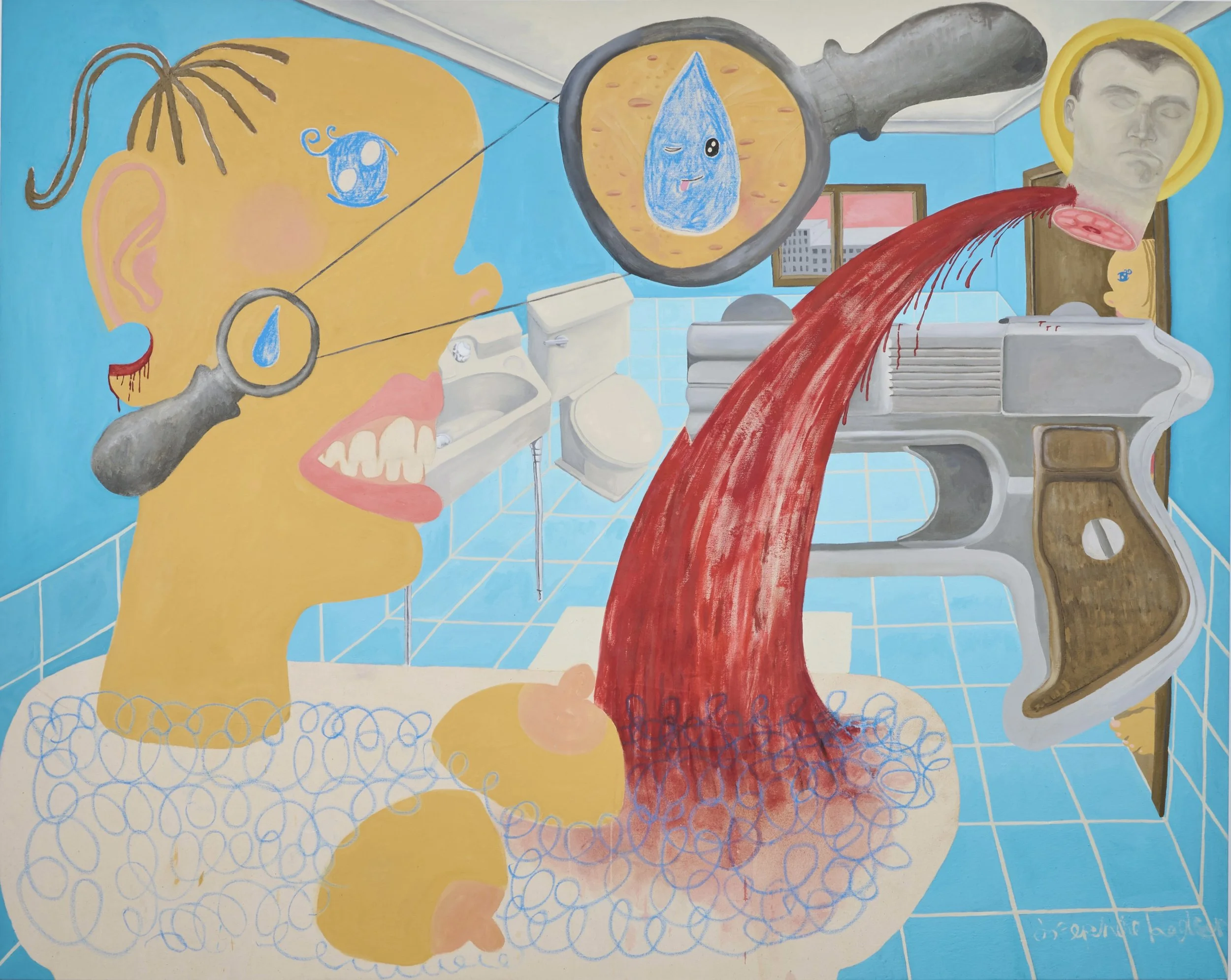 Bubble Bath, 2025, 227x181cm, Oil on Canvas