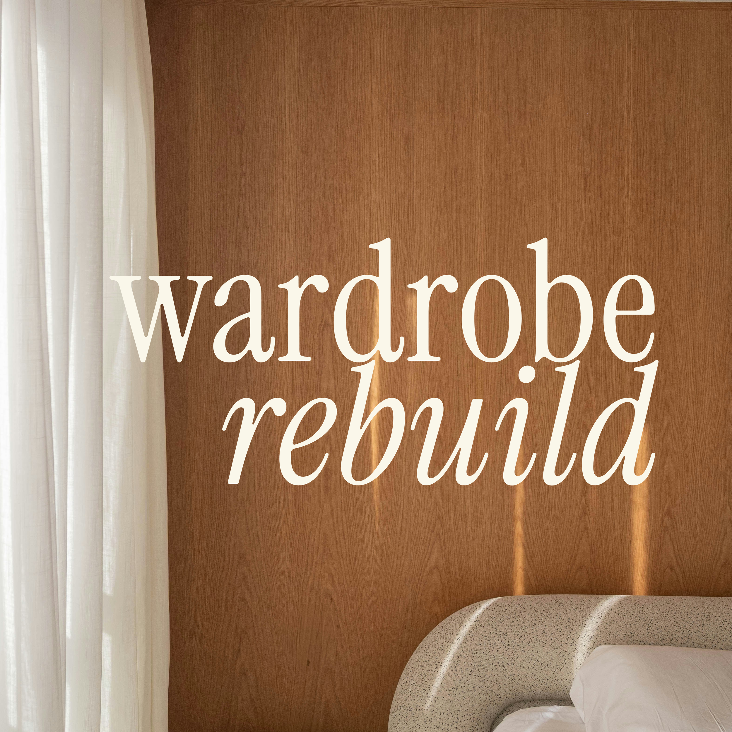 Close-up of a bed with white pillows and a rounded speckled headboard in a modern bedroom, virtual personal styling session and wardrobe consultation with Phoebe.