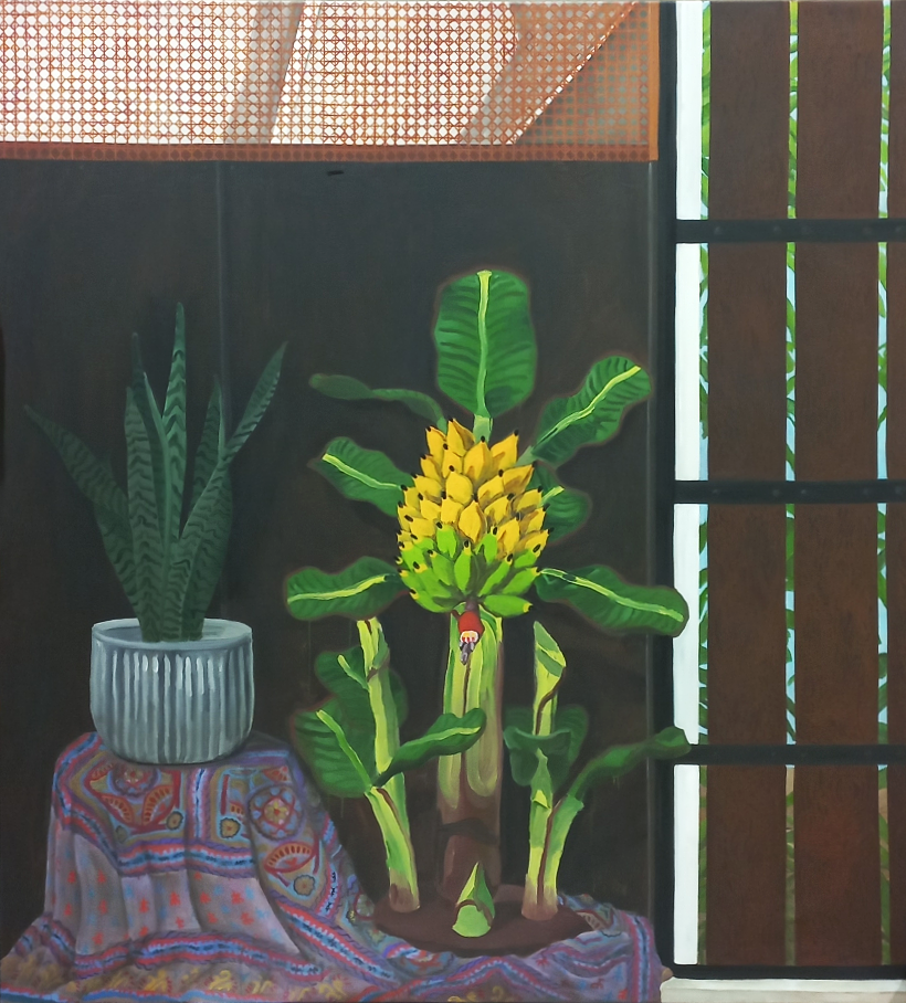 Banana and batik - Acrylic on canvas, 180 x 180cm