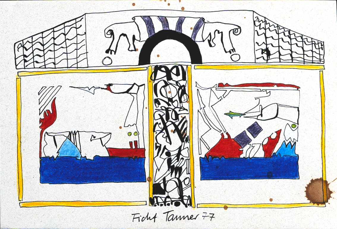 Untitled, drawing, 1977, 12 x 17,50 cm