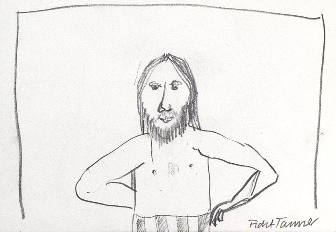 Self-Portrait, drawing, ca. 1990, 12,20 x 17,50 cm