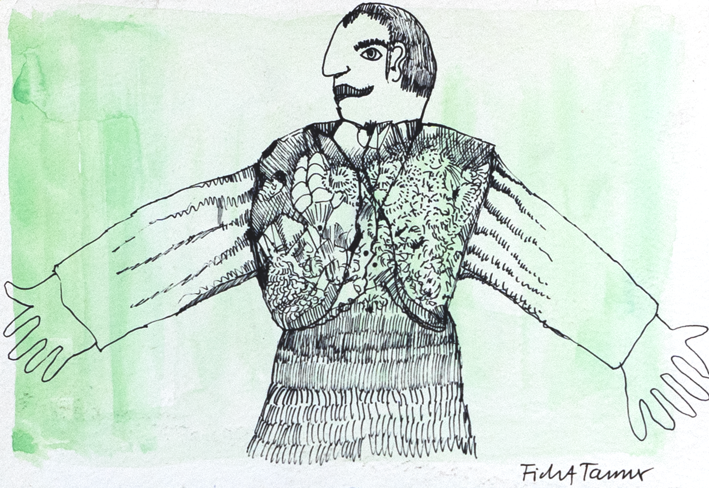 Portrait, drawing, 1976, 15,40 × 21,50 cm