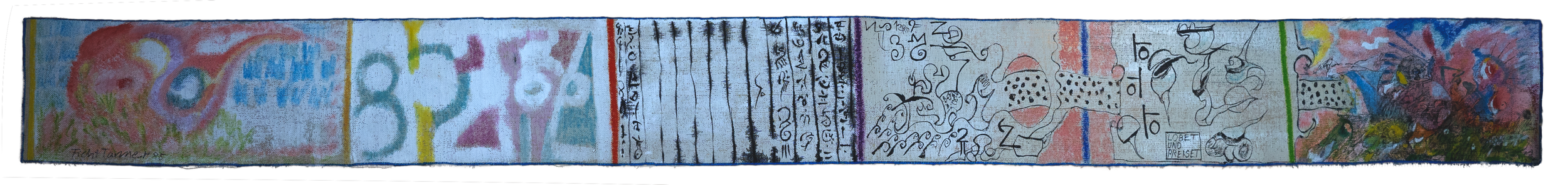 Untitled, painting on a wallpaper roll, 1985, 238,50 x 22 cm