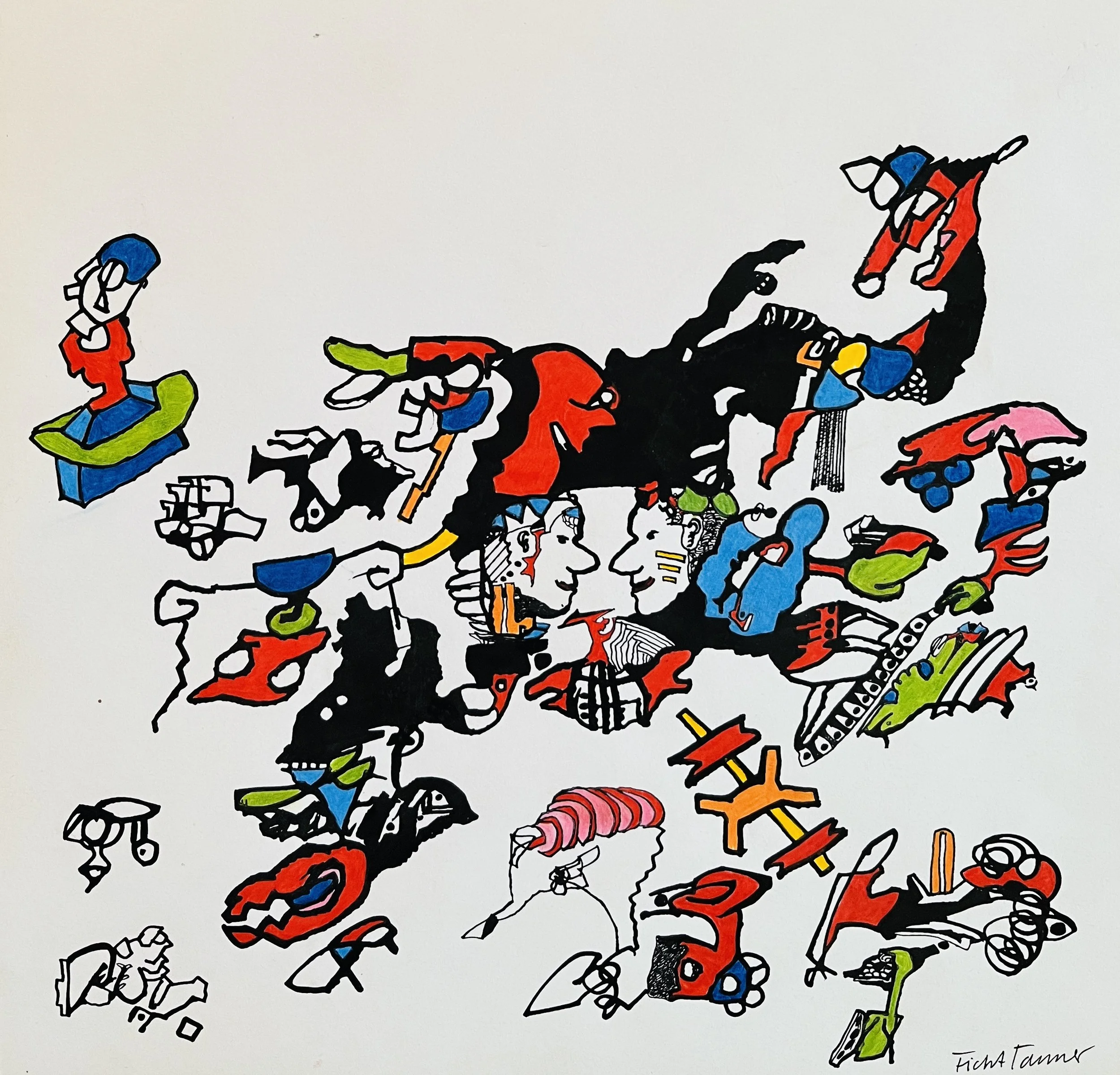 Ficht & Töbi, drawing, 1977, 21 x 29,50 cm