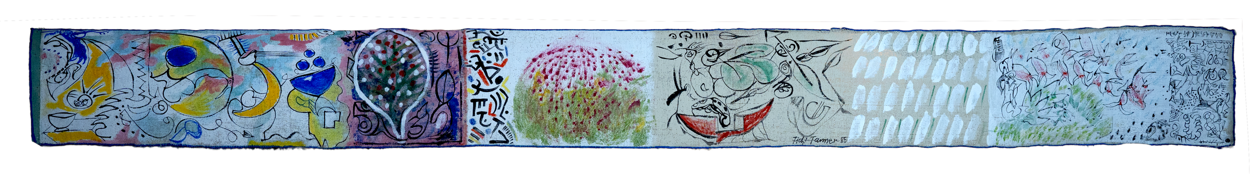 Untitled, painting on a wallpaper roll, 1985, 241 x 25 cm