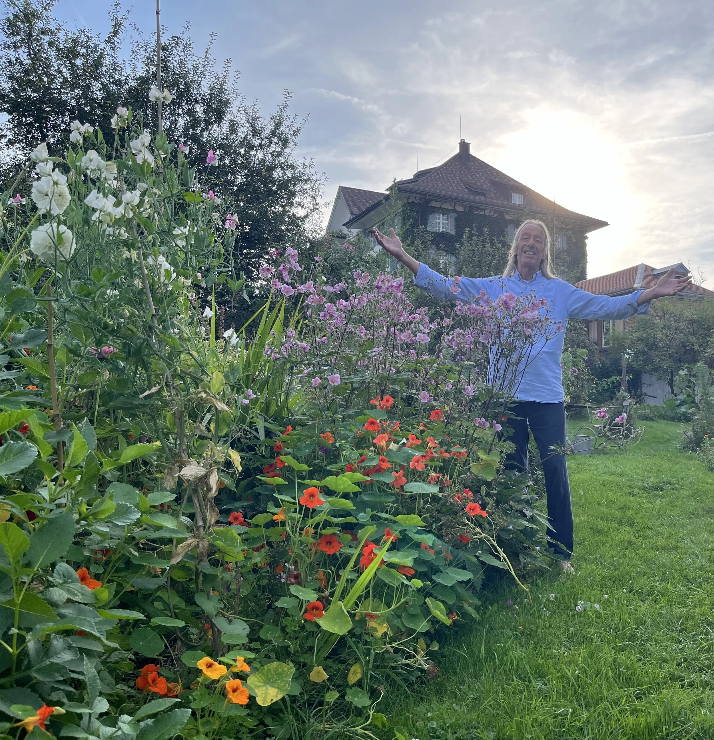 Ficht in his flower garden, September 2024