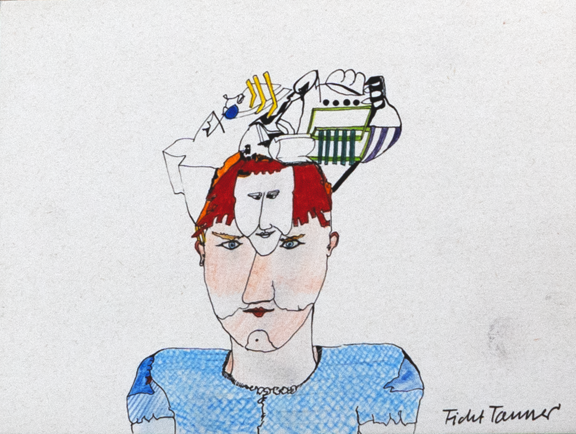 Portrait, drawing, 1976, 13,10 × 17,60 cm