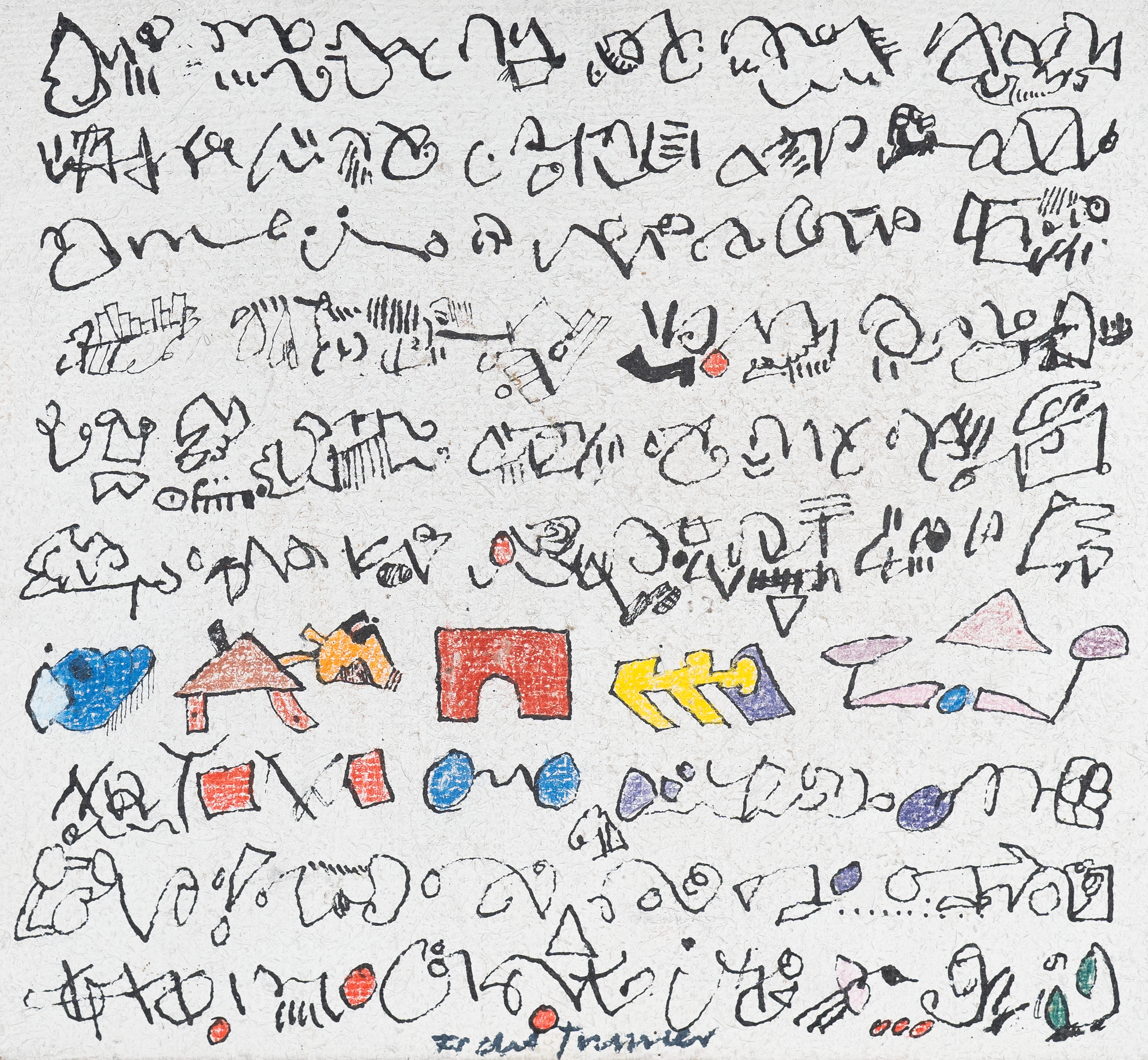 Untitled, drawing on panel, ca. 1976, 29,50 × 29,50 cm