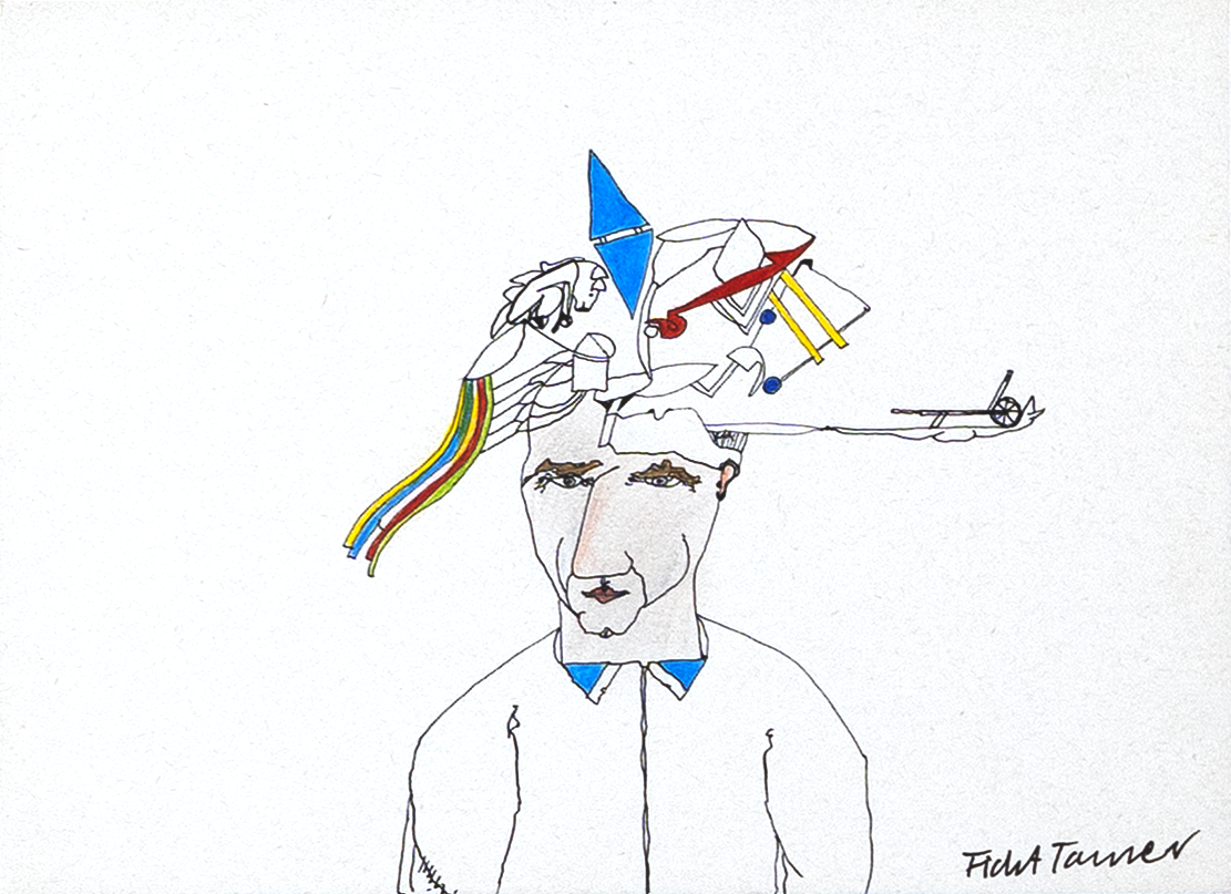 Portrait, drawing, 1976, 13,10 × 17,60 cm