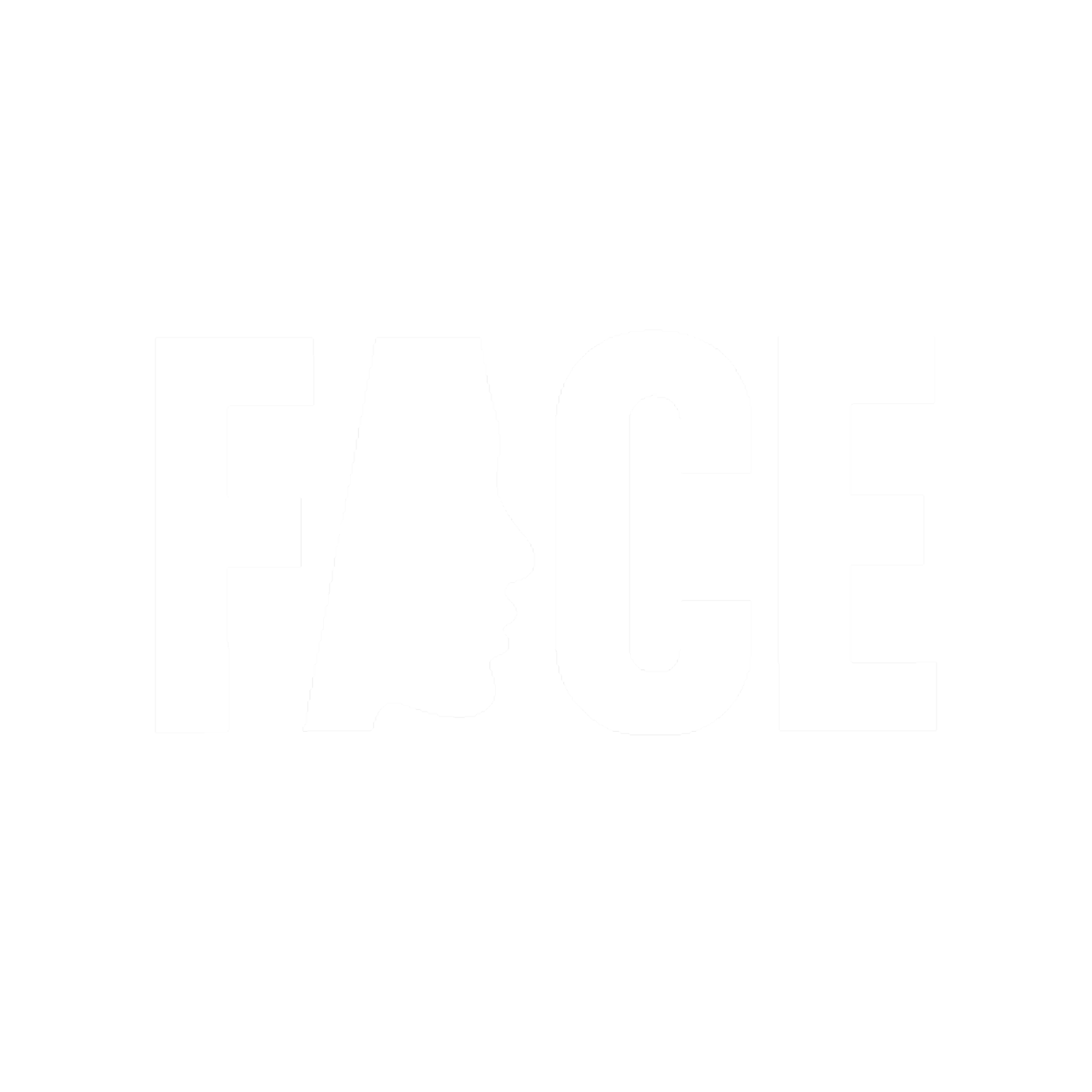 Black and white logo with the word 'FACE' and a profile of a woman's face forming the letter 'A'.