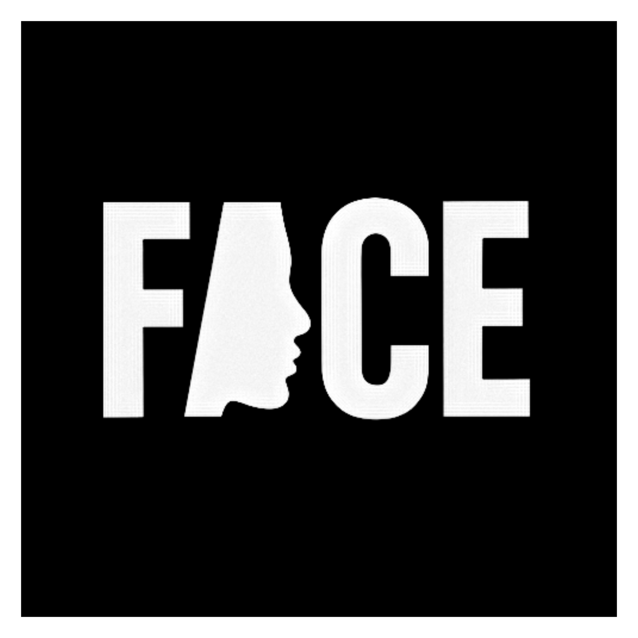 Black and white logo with the word 'FACE' and a face silhouette replacing the letter 'A'.