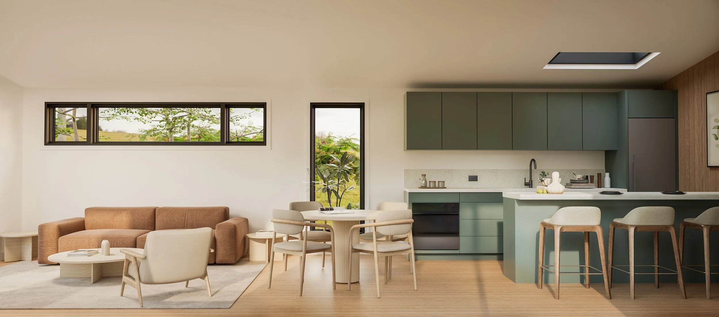 Living Area for the Laurel Cabin by Field + Fold