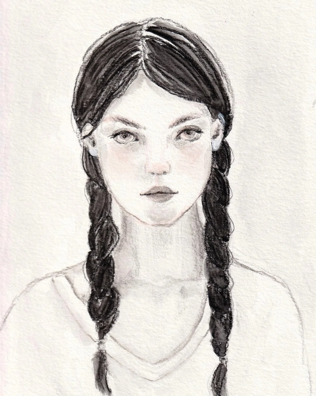 Inktober / J24 ~ « Tresse » de la liste d’ @amandine_comte 
✨ Une ambiance un peu plus sombre aujourd’hui ~ avec une musique qui s’y prête pas mal !
✨ Toujours en noir et blanc, avec mes crayons aquarel