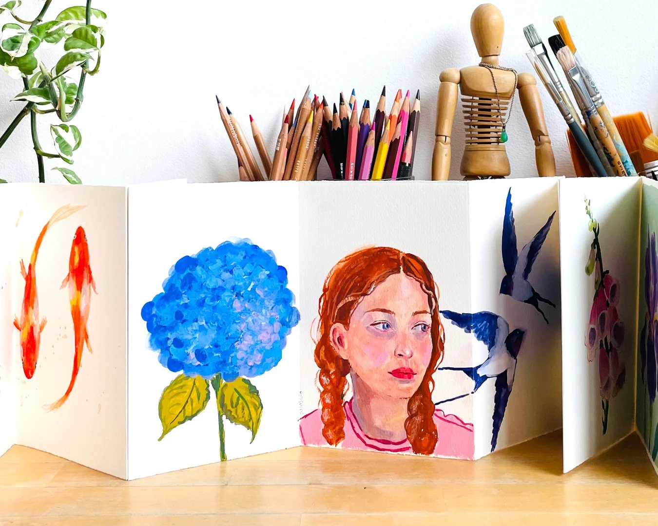 Jardin intérieur : un Leporello peint à la gouache
