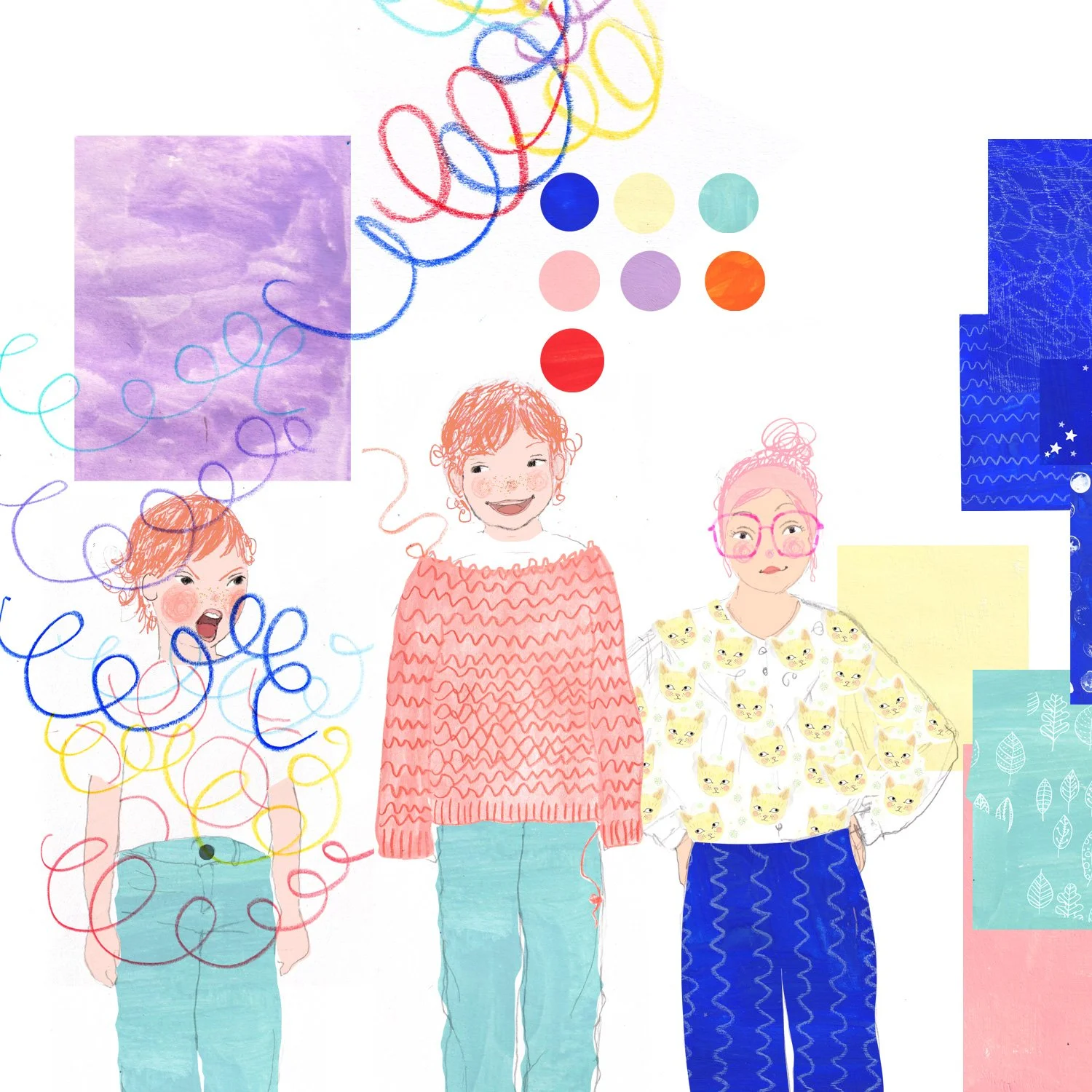 Etudes de personnages pour un projet d'édition