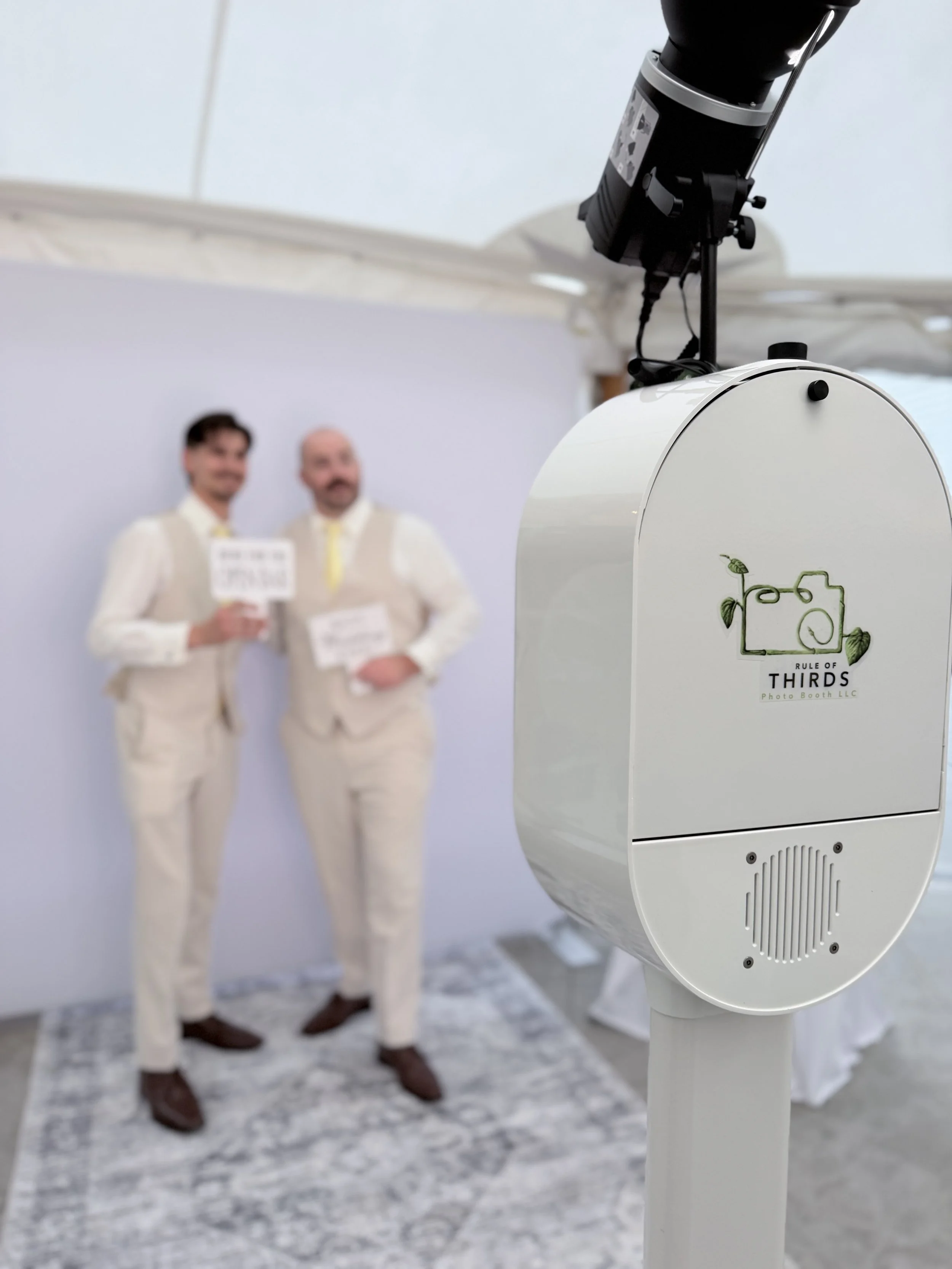 Luxury wedding photo booth rental providing instant keepsake prints.