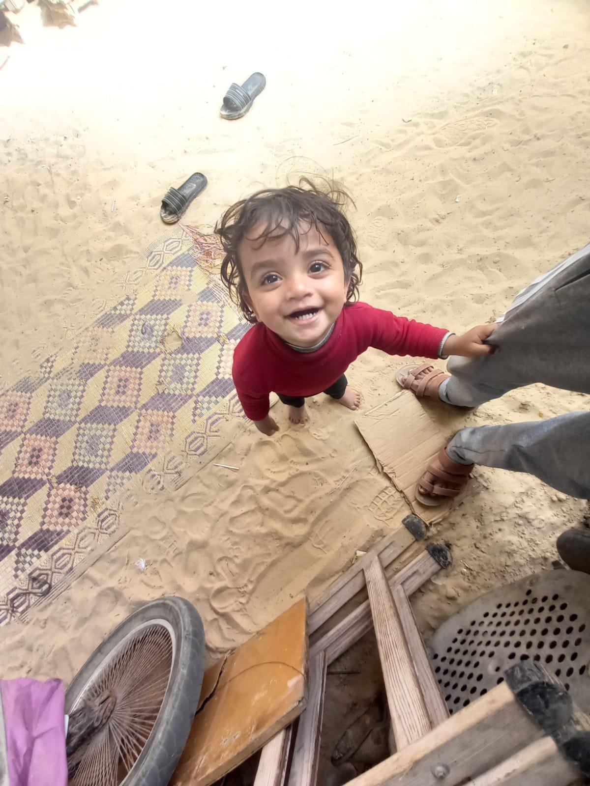 This is Aya's son, Adham. Aya is a 24-year-old woman who lost her other child to this war, and also her brother was killed. Tamie and Aya have been texting for many months and we have helped this family several times.