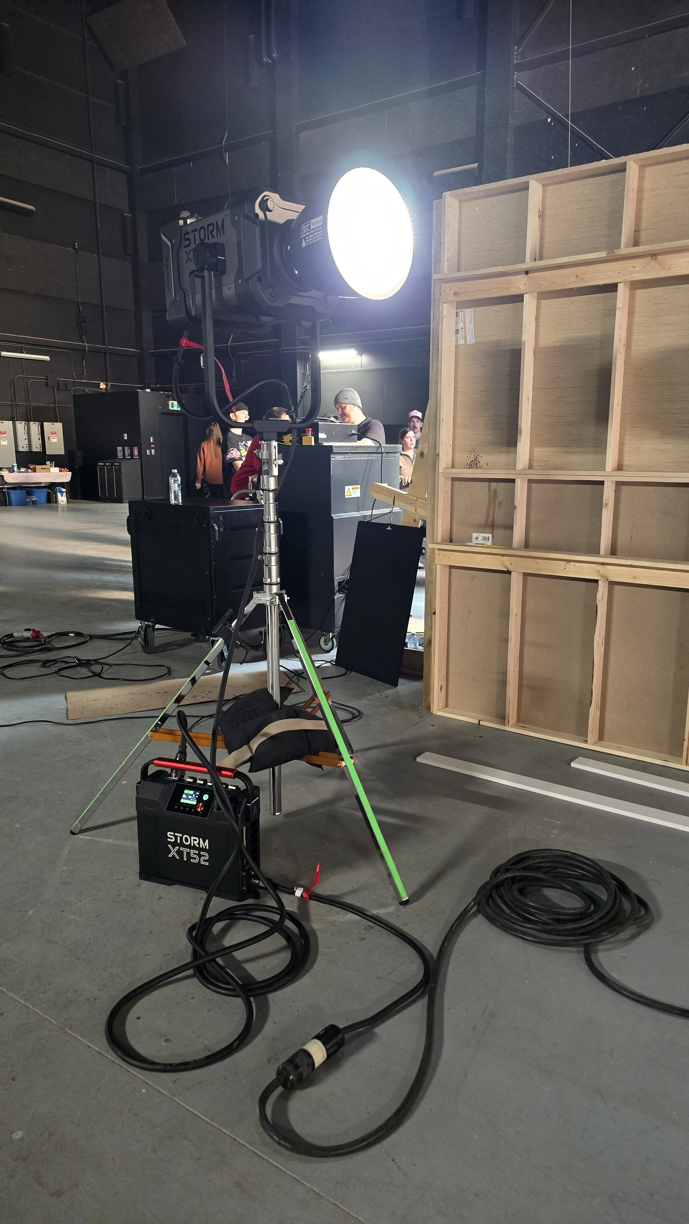 Aputure Xt52. 12X Hi-lite diffusion, 4X 216 frame. Solid, Boom arm, Combo stand, Mombo Combo, C stand, Panel lite, Nanlite 306C, Nanlite 240CL, Nanlite 60CL, Brute, Honda 7000i ES generator, Honda 2200i generator, Ecoflow, Aputure 600X, Aputure 300D,