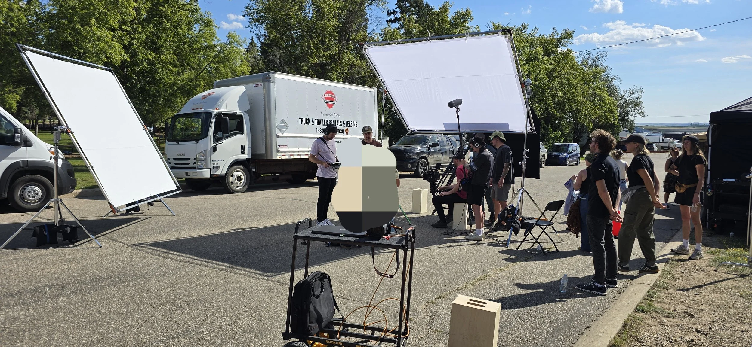 Aputure Xt52. 12X Hi-lite diffusion, 4X 216 frame. Solid, Boom arm, Combo stand, Mombo Combo, C stand, Panel lite, Nanlite 306C, Nanlite 240CL, Nanlite 60CL, Brute, Honda 7000i ES generator, Honda 2200i generator, Ecoflow, Aputure 600X, Aputure 300D,