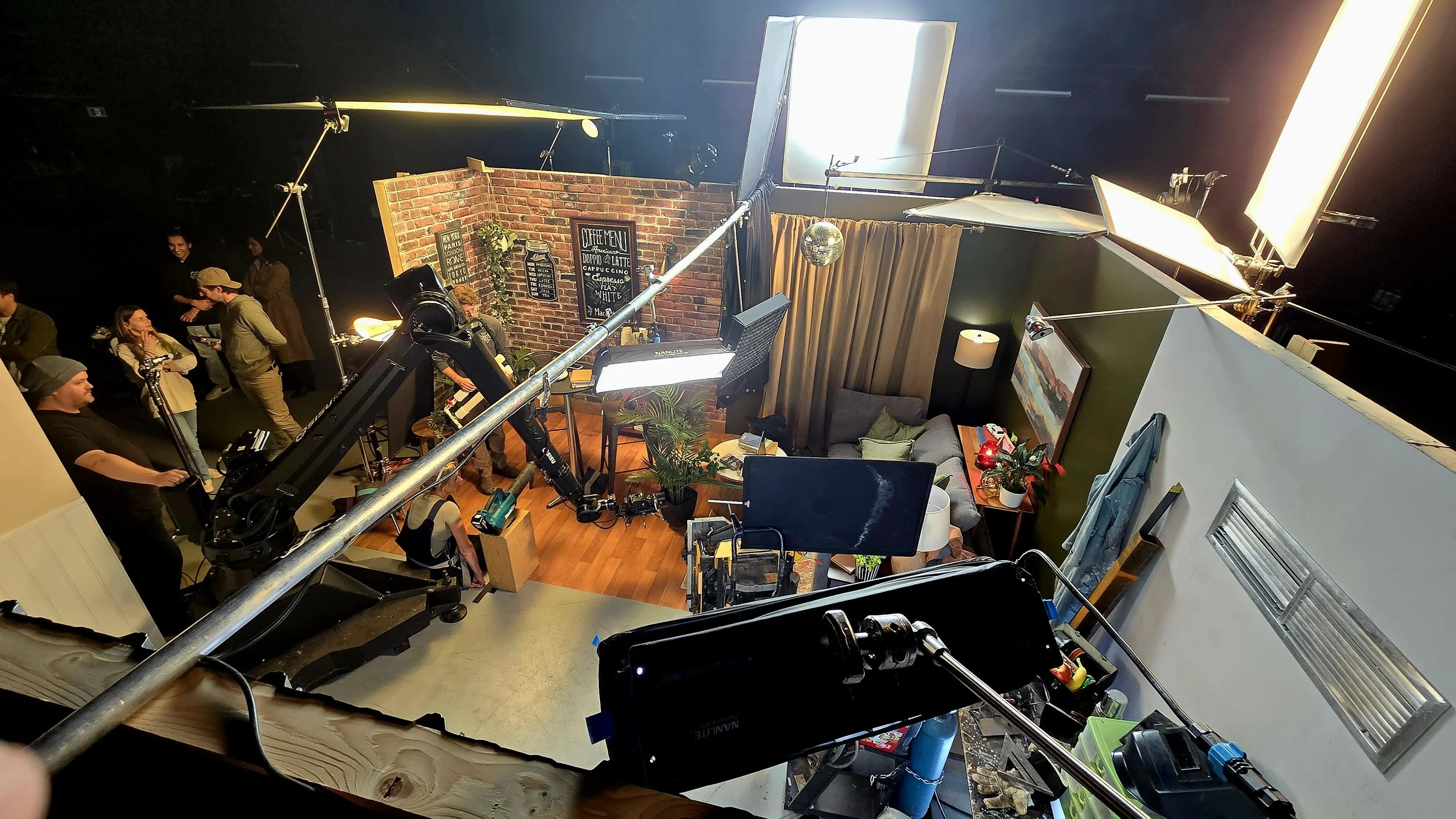 Aputure Xt52. 12X Hi-lite diffusion, 4X 216 frame. Solid, Boom arm, Combo stand, Mombo Combo, C stand, Panel lite, Nanlite 306C, Nanlite 240CL, Nanlite 60CL, Brute, Honda 7000i ES generator, Honda 2200i generator, Ecoflow, Aputure 600X, Aputure 300D,