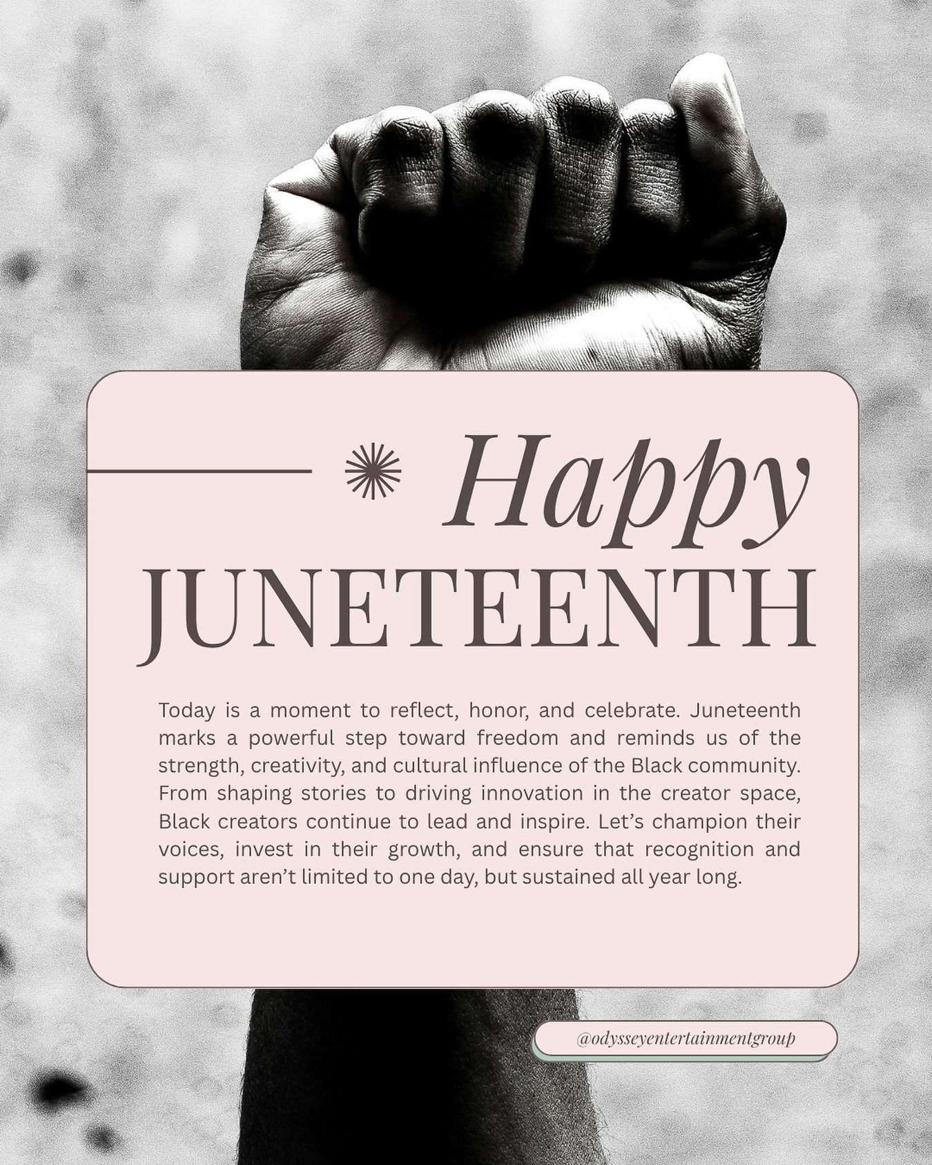 Today we honor Juneteenth, a powerful reminder of freedom, strength, and the lasting impact of Black culture. Black creators continue to lead, inspire, and shape the world around us. Let&rsquo;s celebrate, support, and uplift their voices today and e