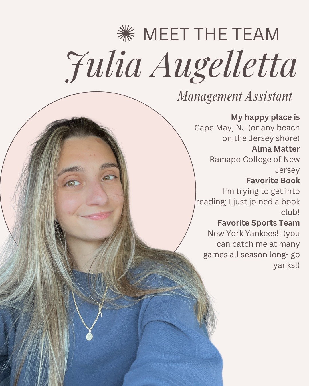 Meet Julia Augelletta, our new Management Assistant! Based in NJ and bringing experience from both retail and social, Julia&rsquo;s love for content creation started with her own personal accounts (yes&mdash;including one for her dog). We&rsquo;re so