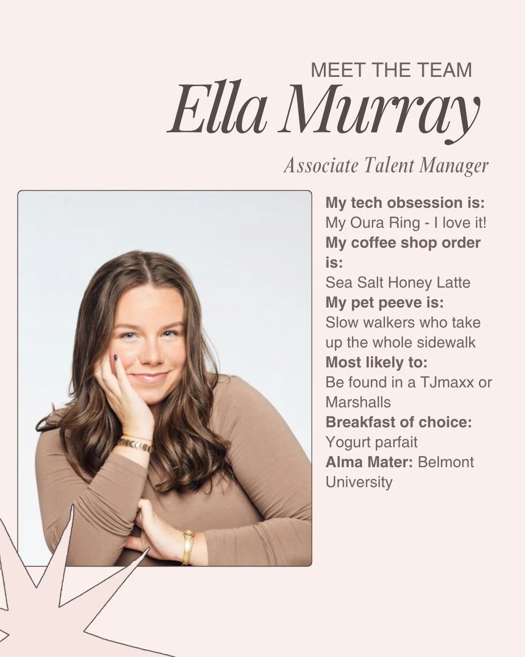 Meet our newest Associate Talent Manager, Ella Murray! We can&rsquo;t wait to see all the creativity and energy she&rsquo;s bringing to the team.